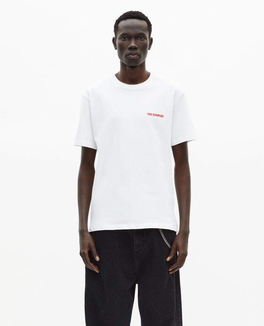 The Kooples MEN WHITE men's white t-shirt with logo serigraphy