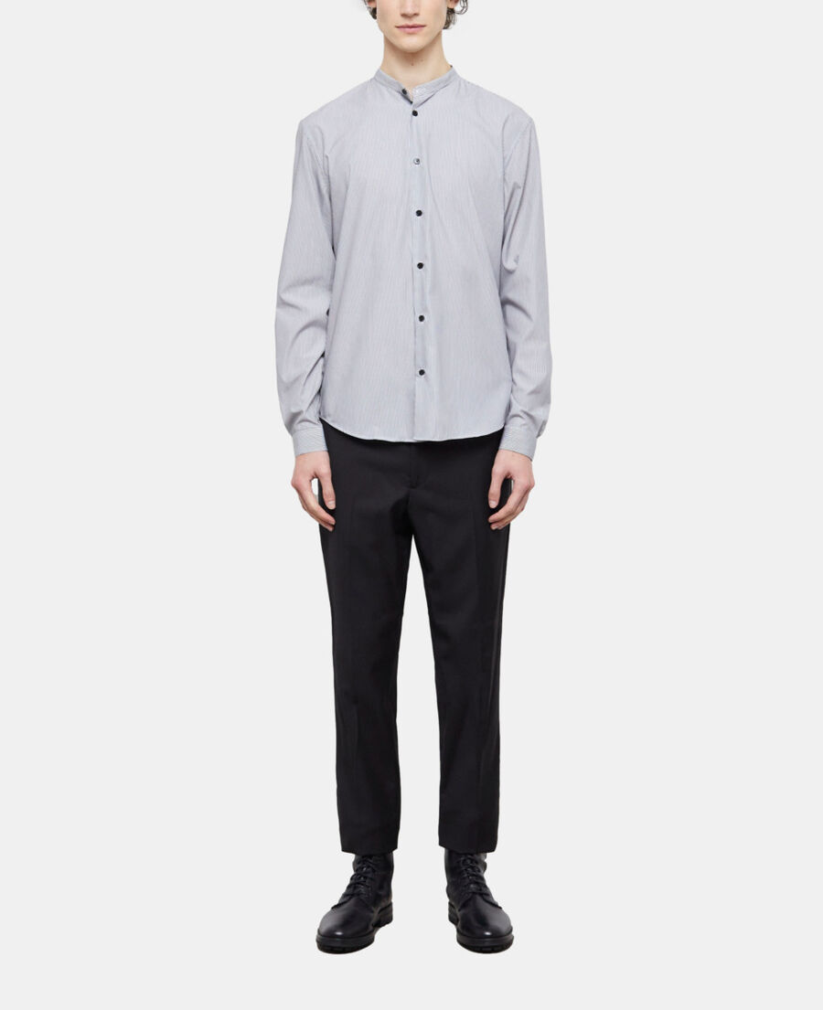 The Kooples HOMME BLACK WHITE chemise col officier slim à rayures