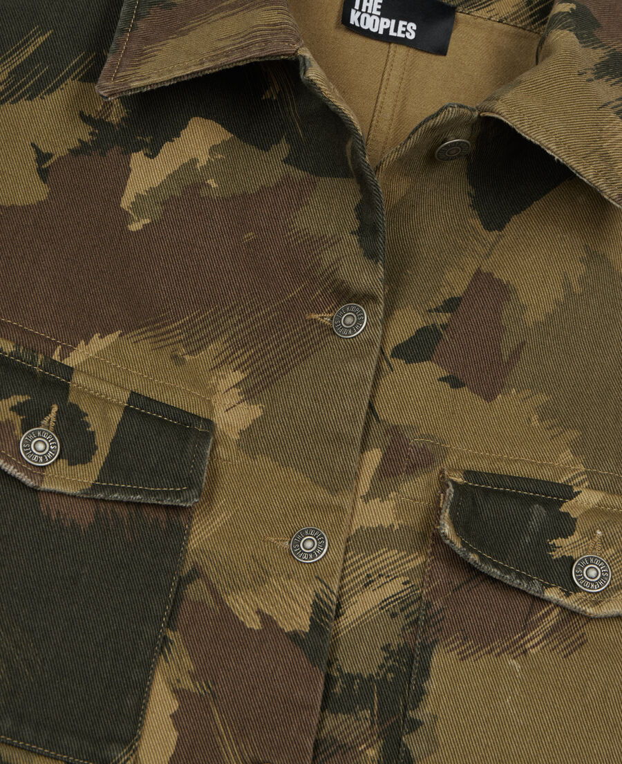 short camouflage denim jacket