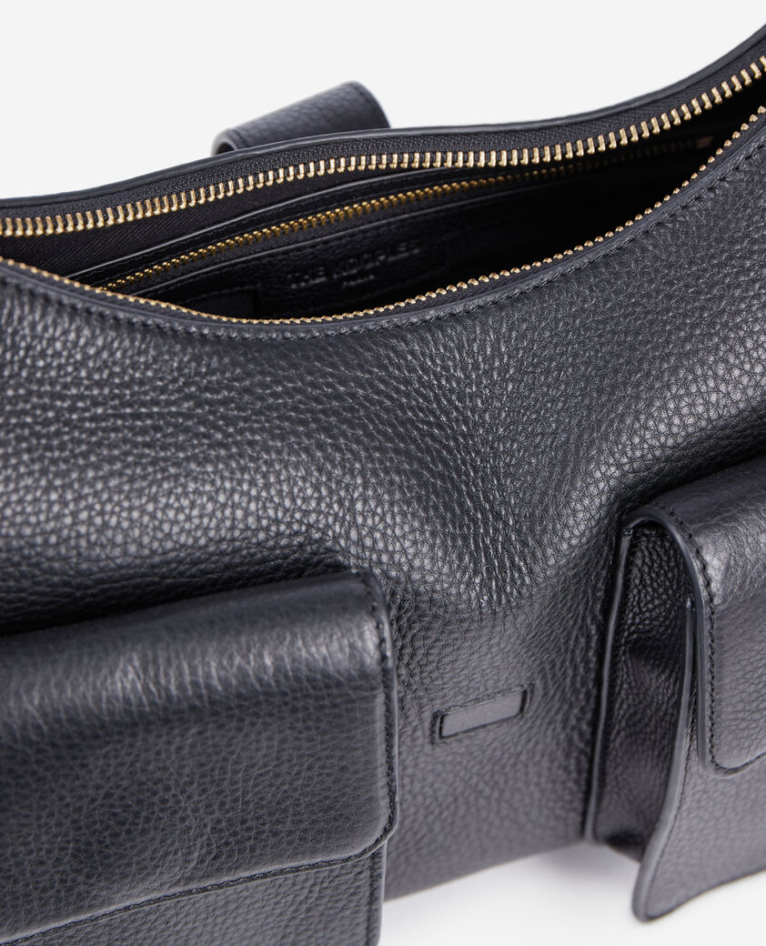 The Kooples DAMEN BLACK schwarze amelia tasche aus genarbtes leder