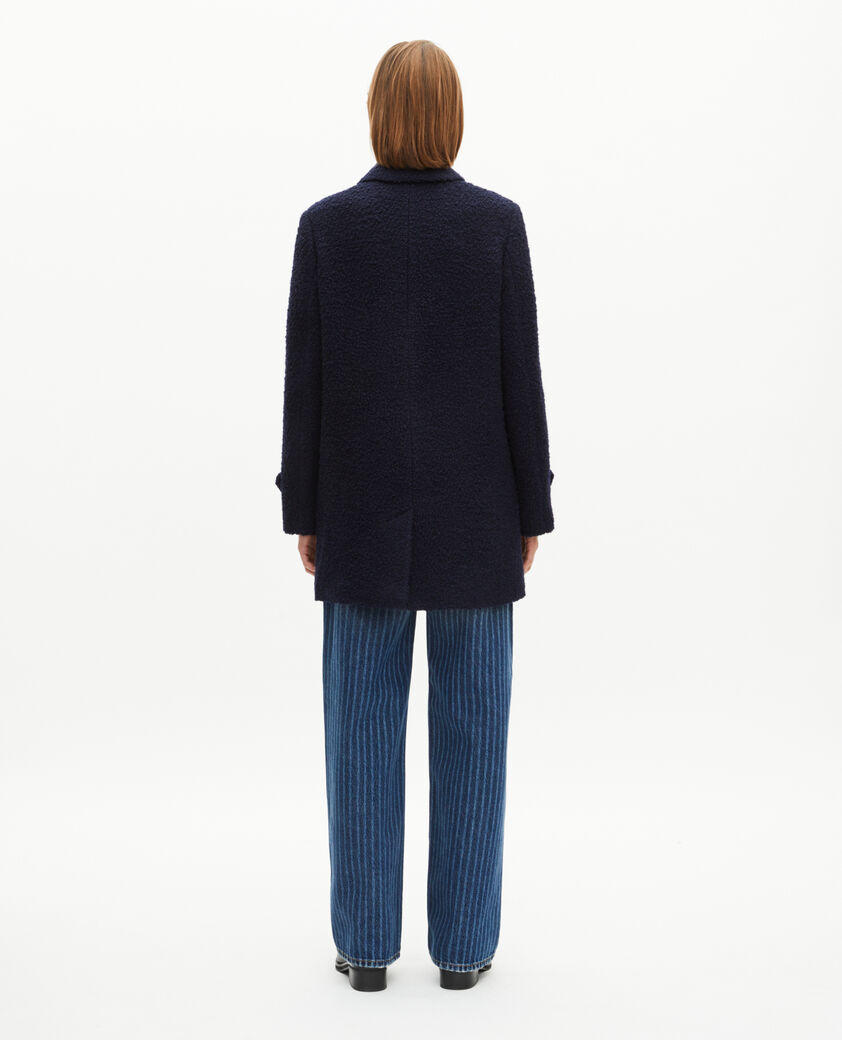 The Kooples WOMEN NAVY navy bouclette wool coat