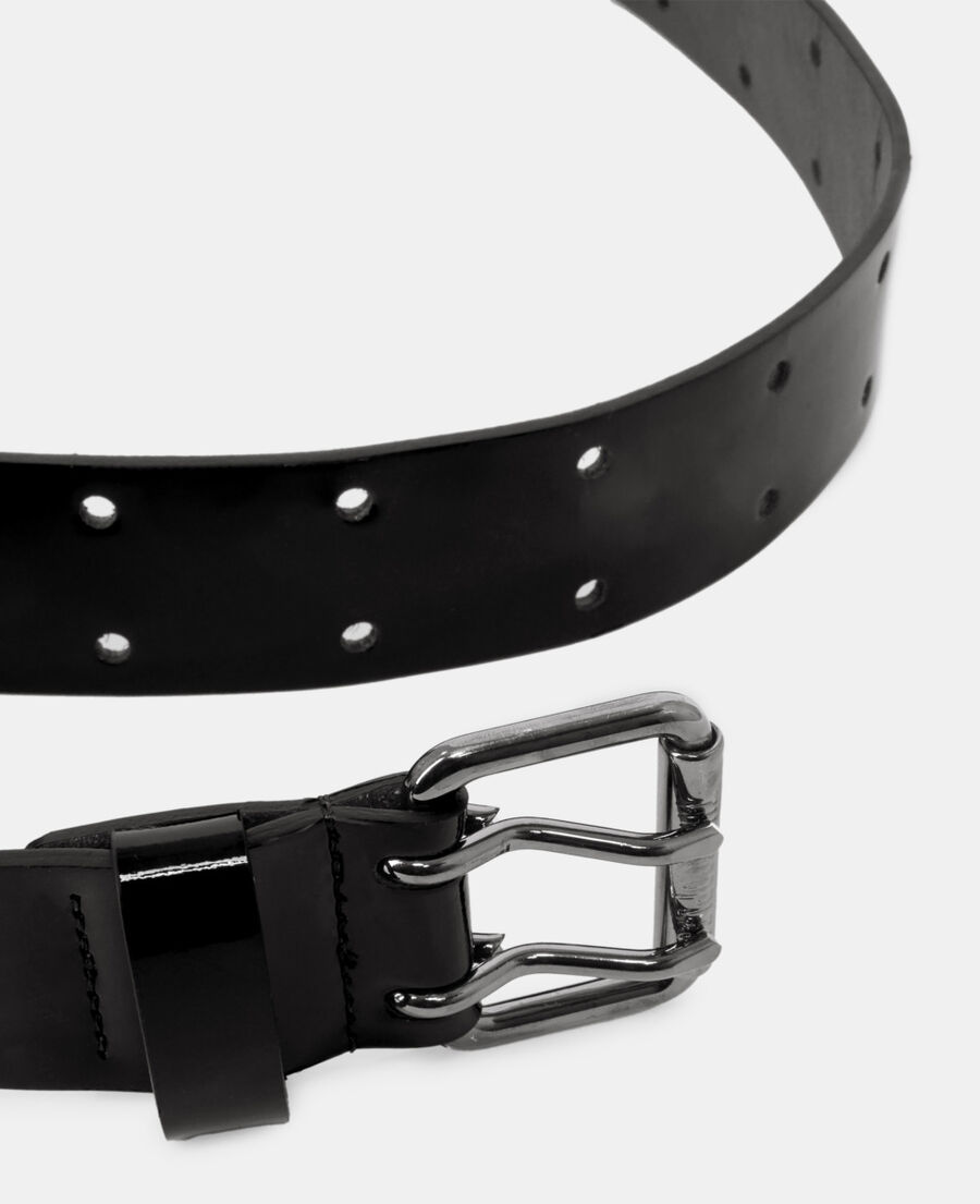 black vinyle style leather belt