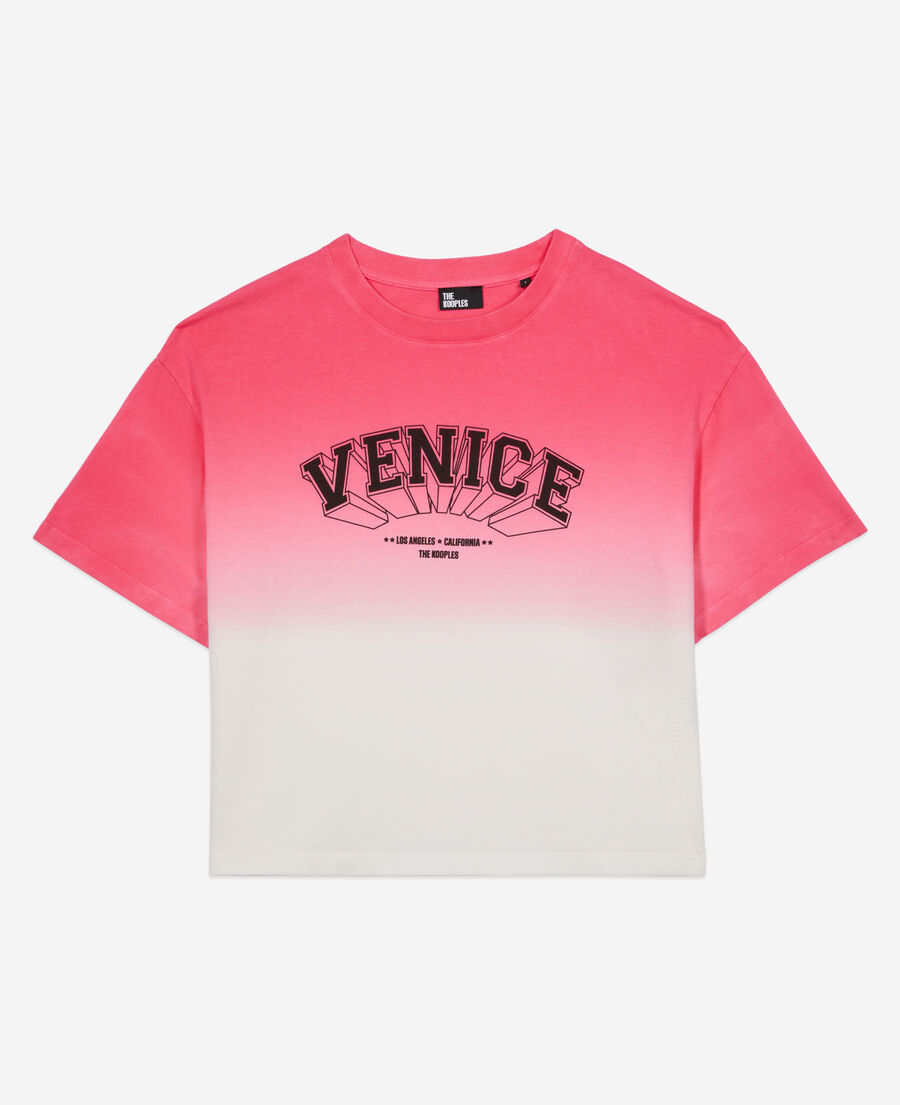 gradient pink t-shirt with venice serigraphy