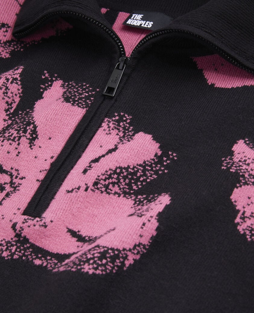 The Kooples WOMEN BLACK / PINK black sweater with flowers