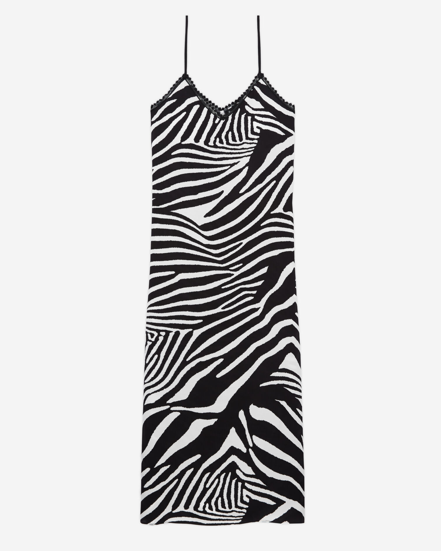 Vestido largo estampado, BLACK WHITE, hi-res image number null