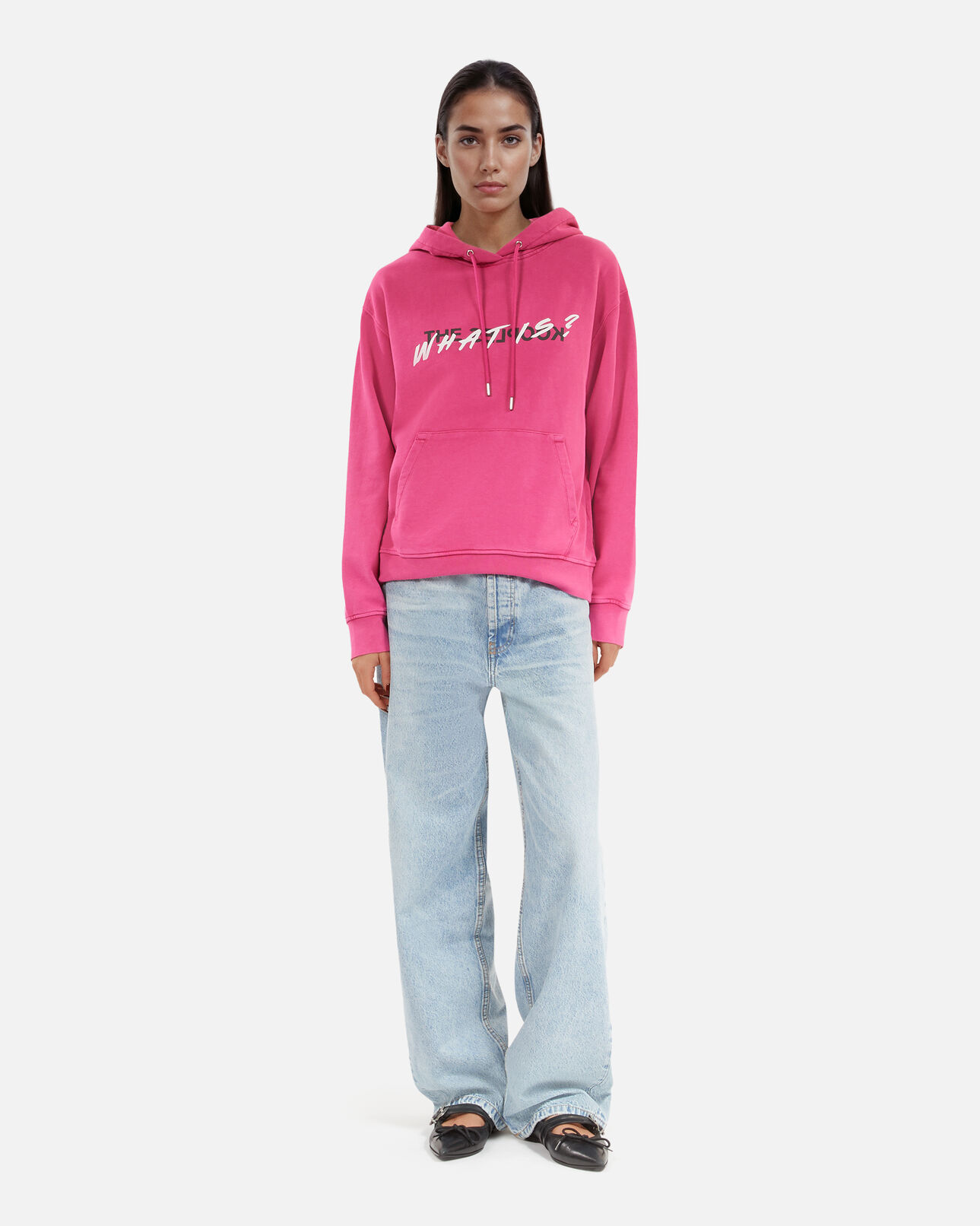The Kooples WOMEN FUSHIA what is pink hooded sweatshirt