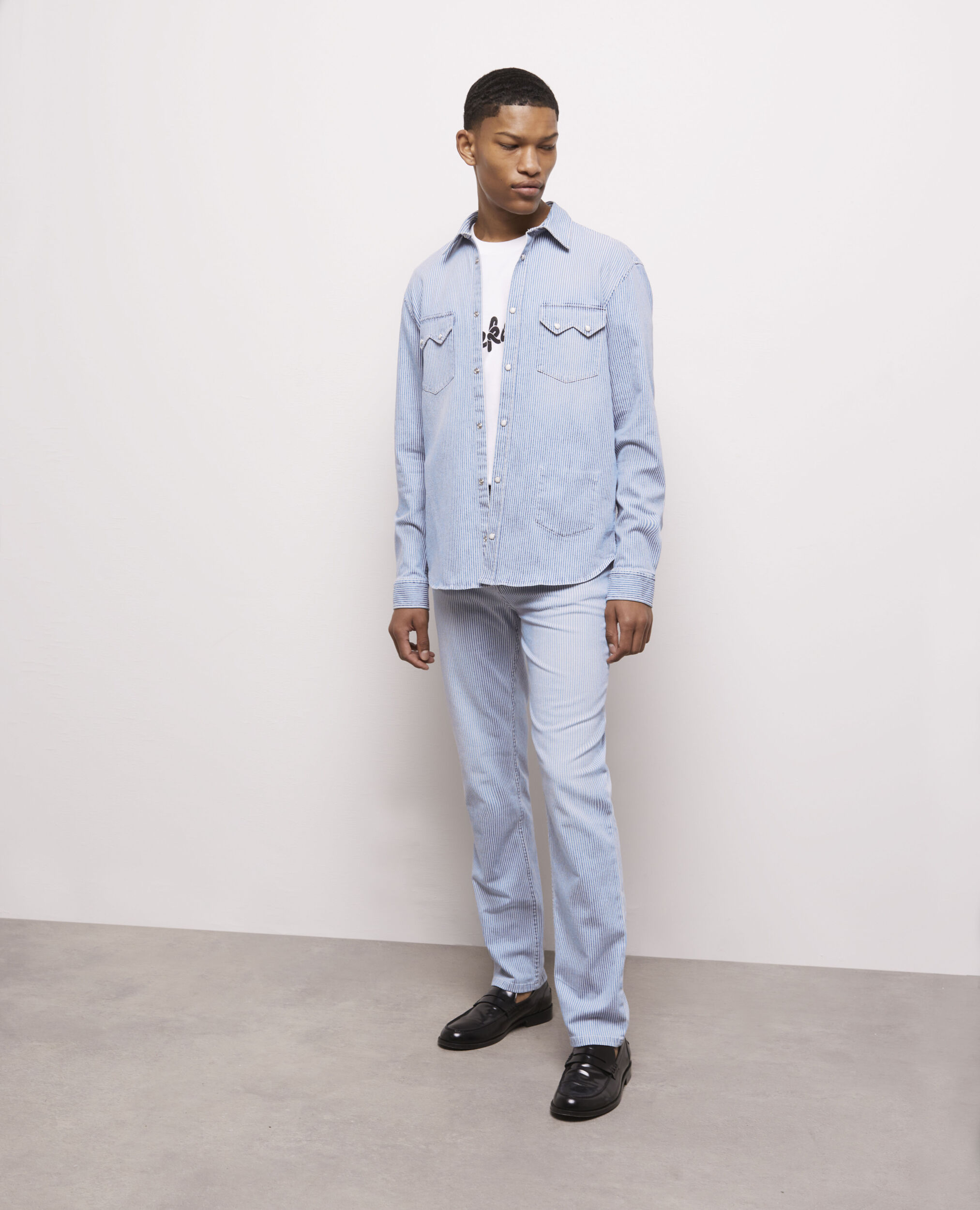 Vaqueros rectos rayas azules, BLUE DENIM, hi-res image number null