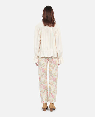 The Kooples DAMEN ECRU ecrufarbenes top mit gerafften details