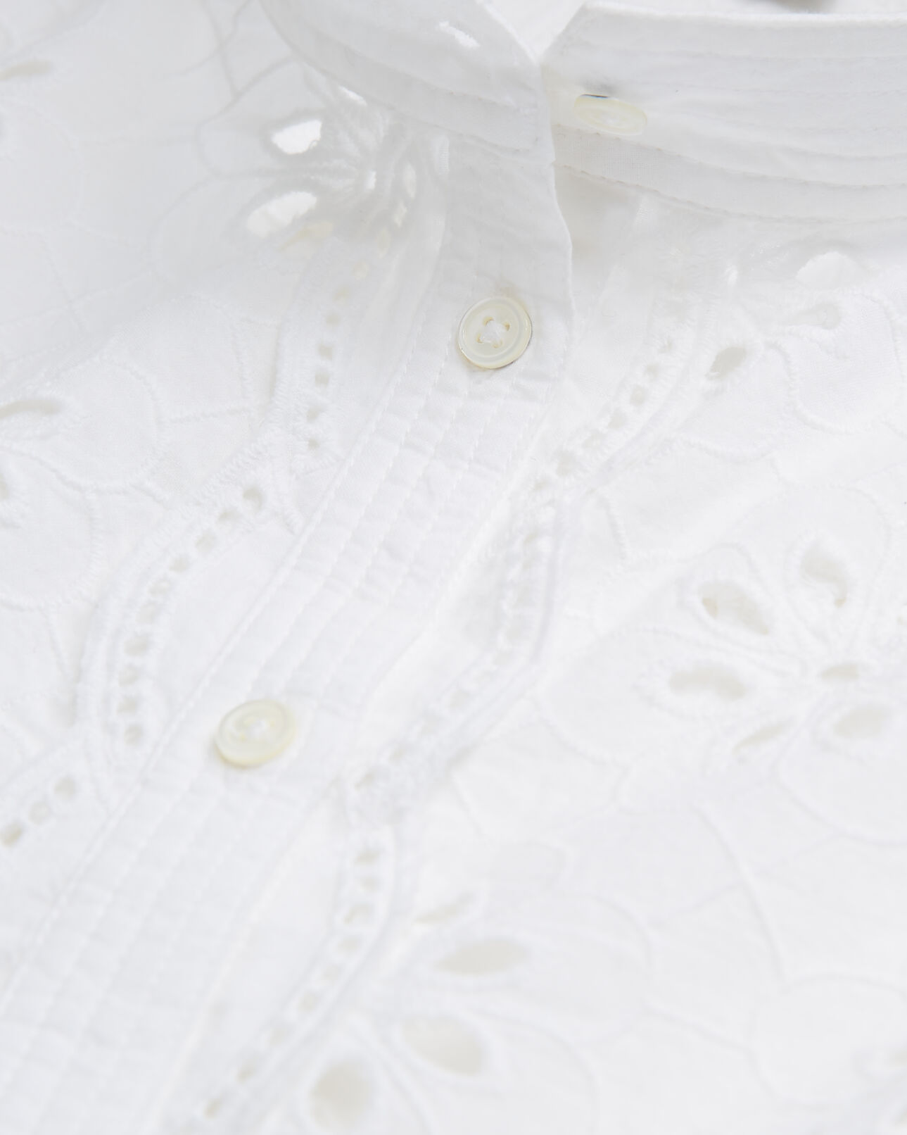 The Kooples FEMME WHITE chemise courte blanche en broderie anglaise