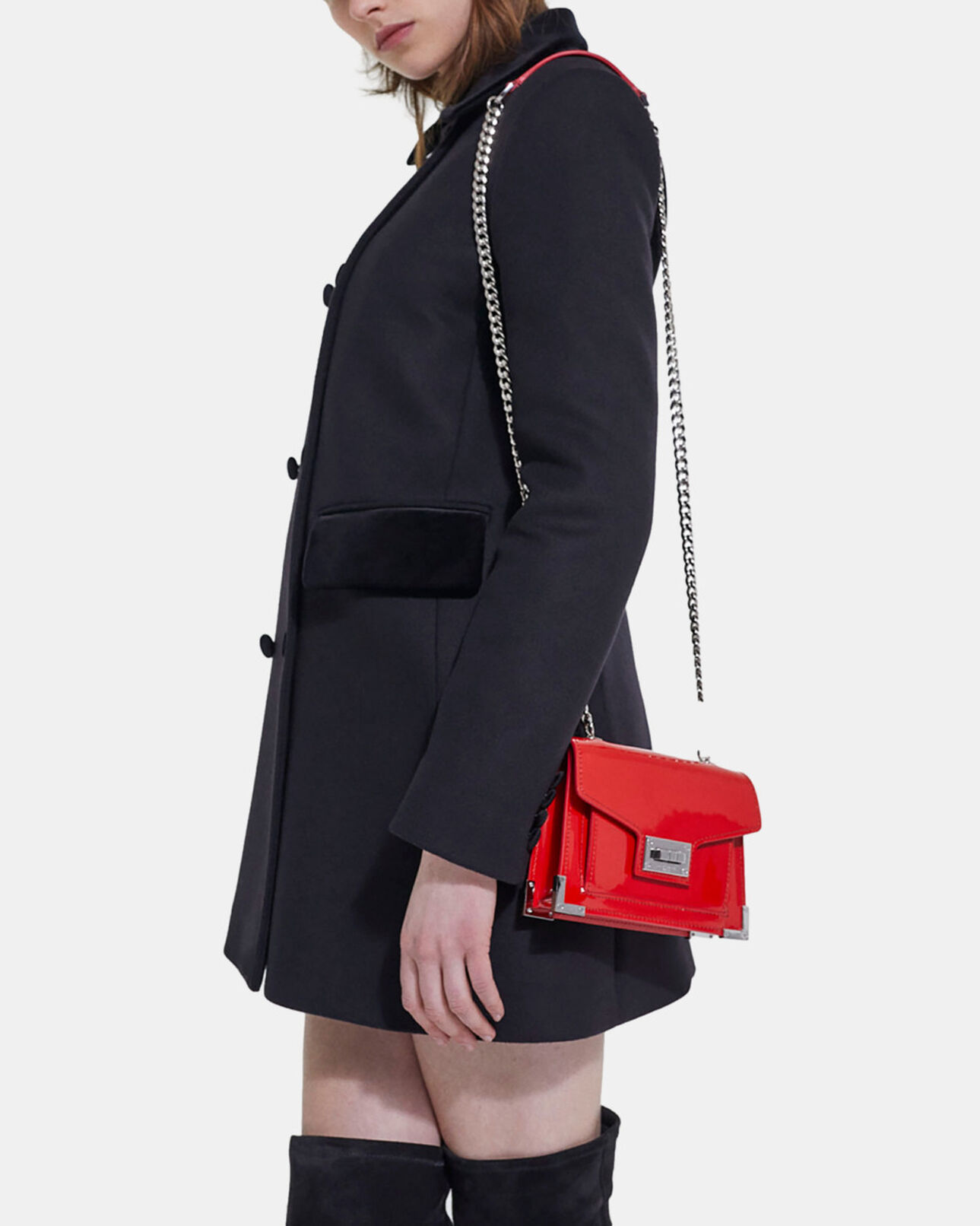 The Kooples FEMME RED sac emily small en cuir rouge