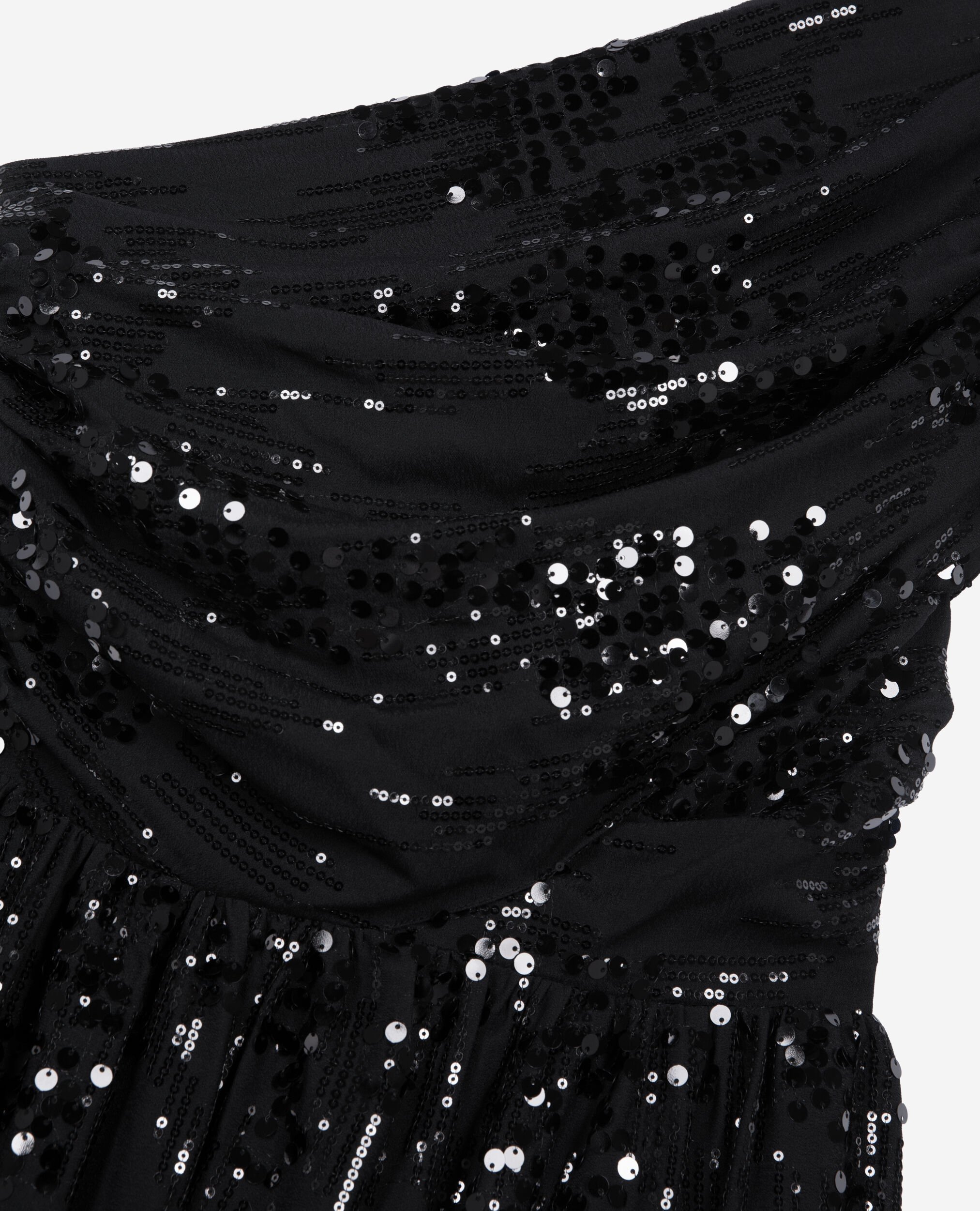 Robe courte à sequins effet drapé noire, BLACK, hi-res image number null