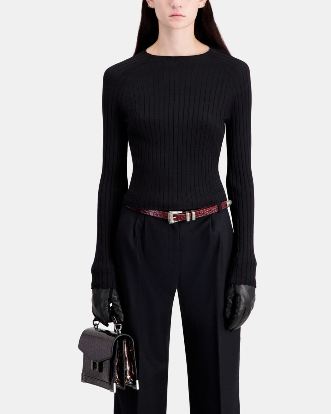 The Kooples FEMME BLACK pull noir côtelé