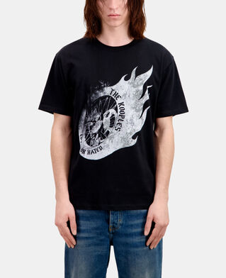 The Kooples HOMME BLACK t-shirt homme noir avec sérigraphie flaming wheel