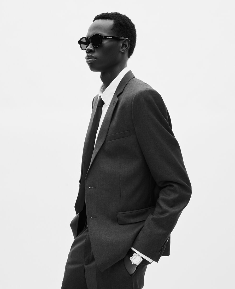 The Kooples MEN GREY black wool slim fit suit jacket