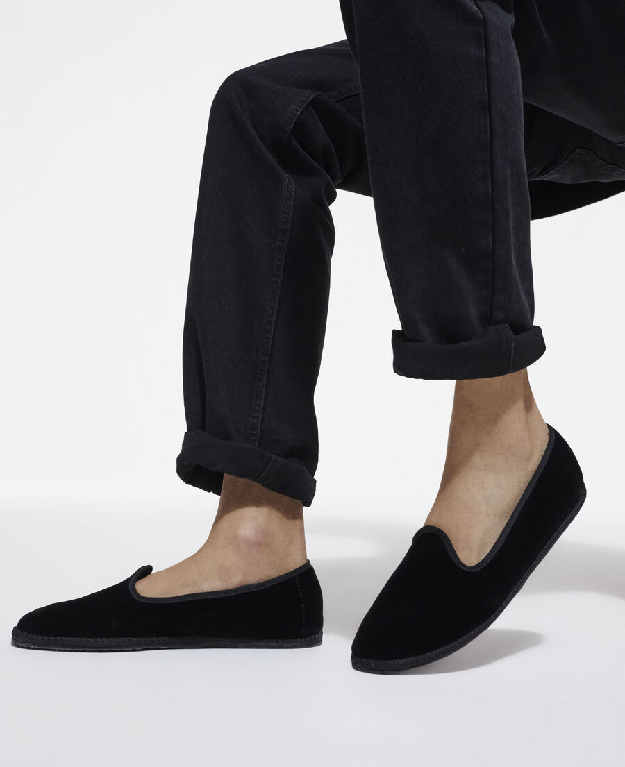 slippers en cuir noir