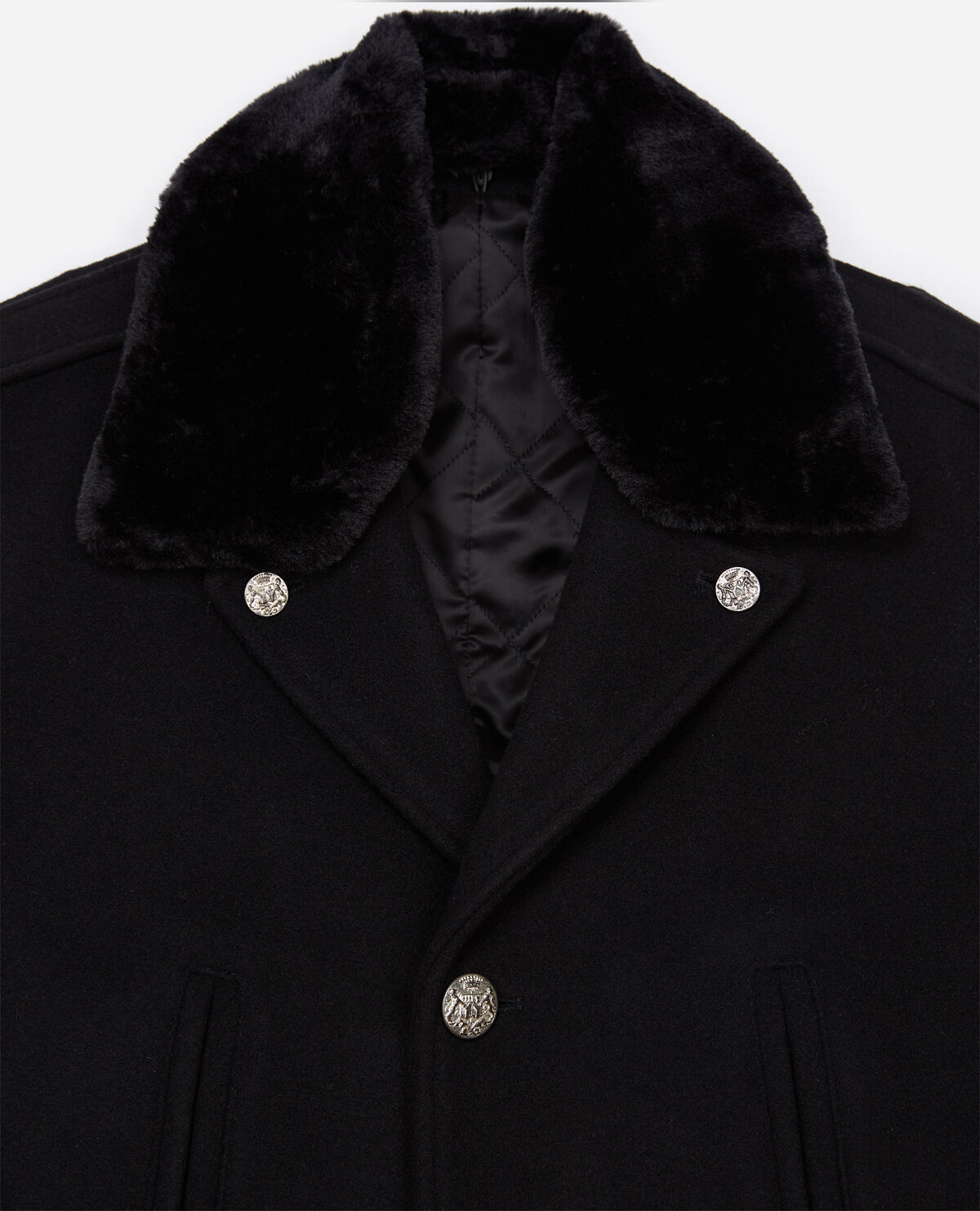 Mens pea coat fur collar cheap