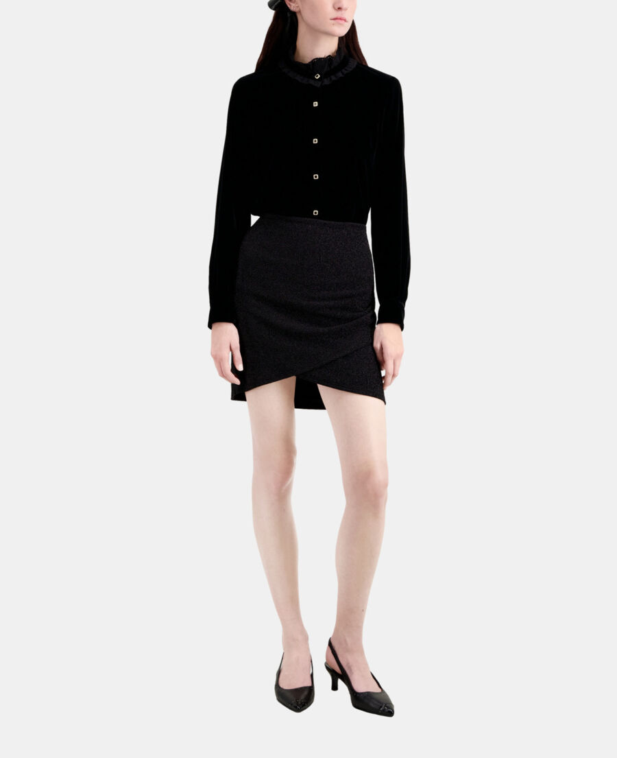 The Kooples FEMME BLACK jupe courte noire effet pailleté