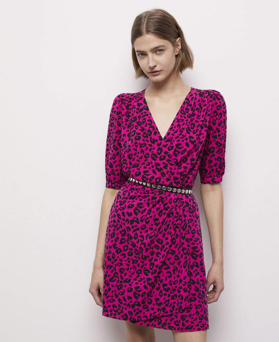 vestido cruzado corto estampado