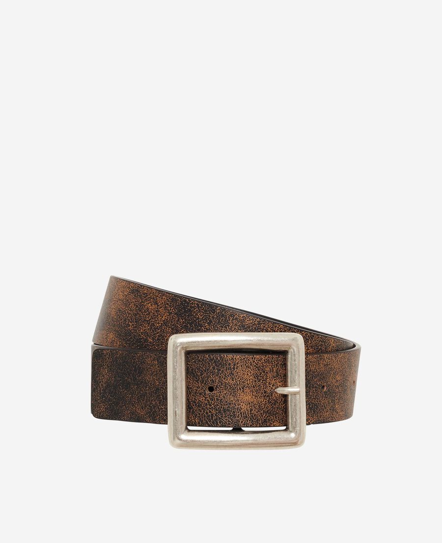 The Kooples H BROWN brown vintage-effect belt