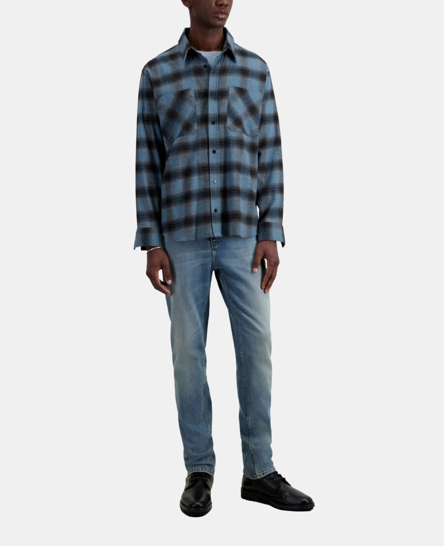 blue checkered shirt