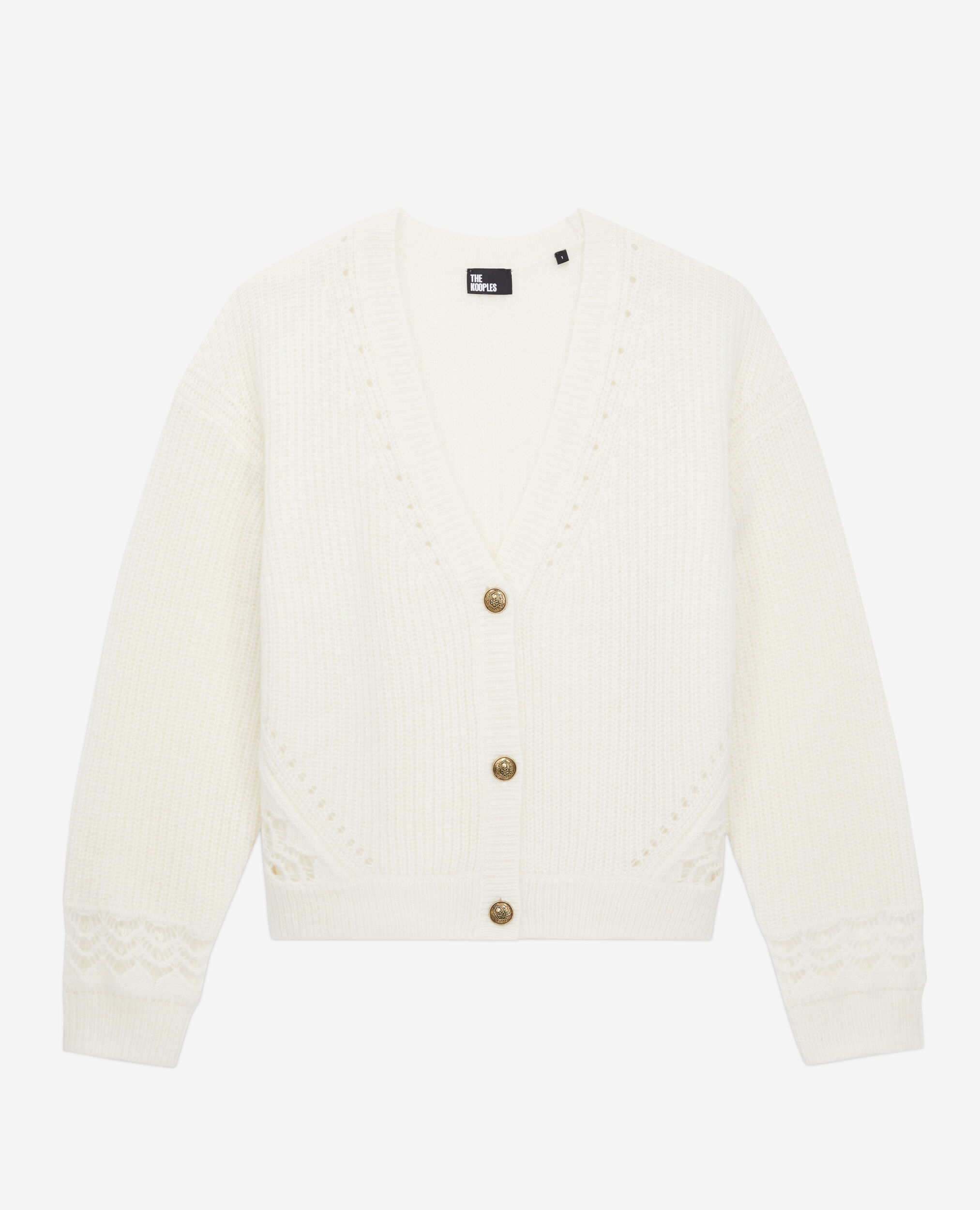 Ecru wool-blend cardigan, ECRU, hi-res image number null