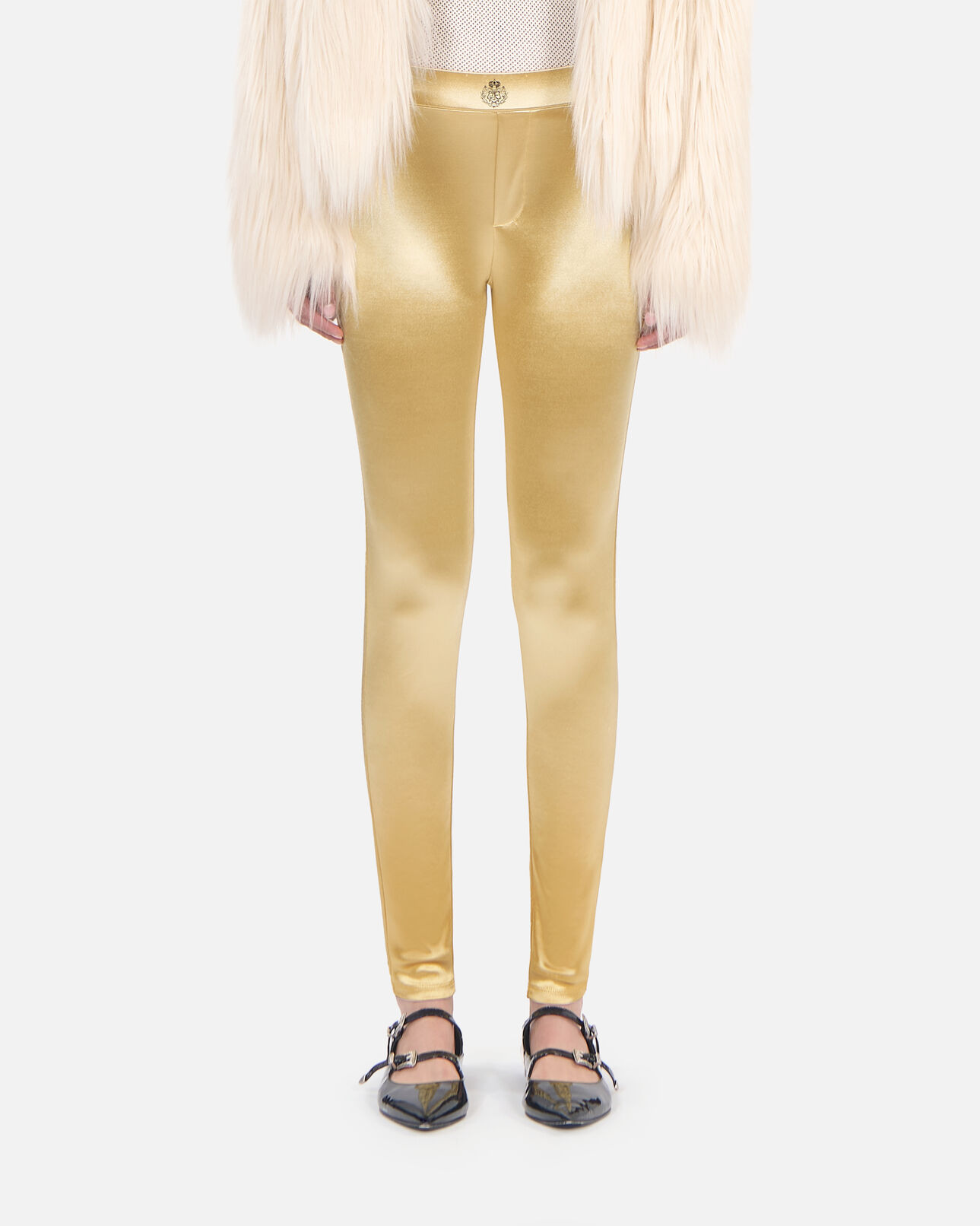 The Kooples WOMEN ANTIC GOLD golden satin leggings
