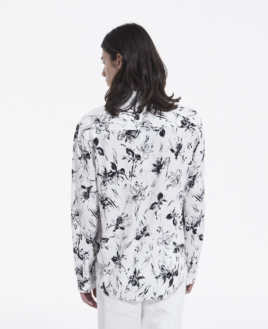 men's white shirt with floral print