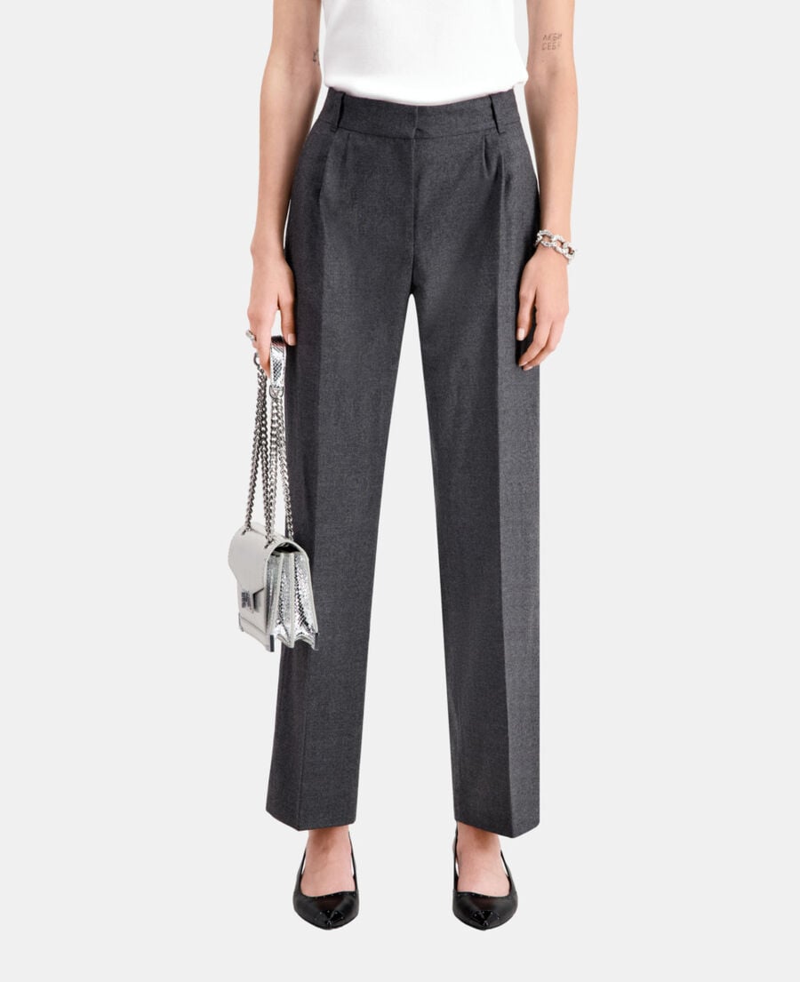 The Kooples F GREY grey flannel trousers with pleats