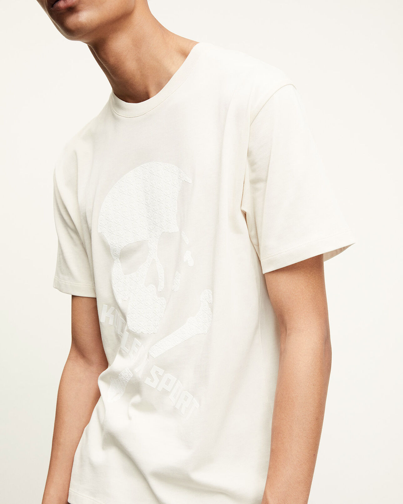 The Kooples HERREN OFF WHITE baumwoll-t-shirt weiß totenkopfmotiv