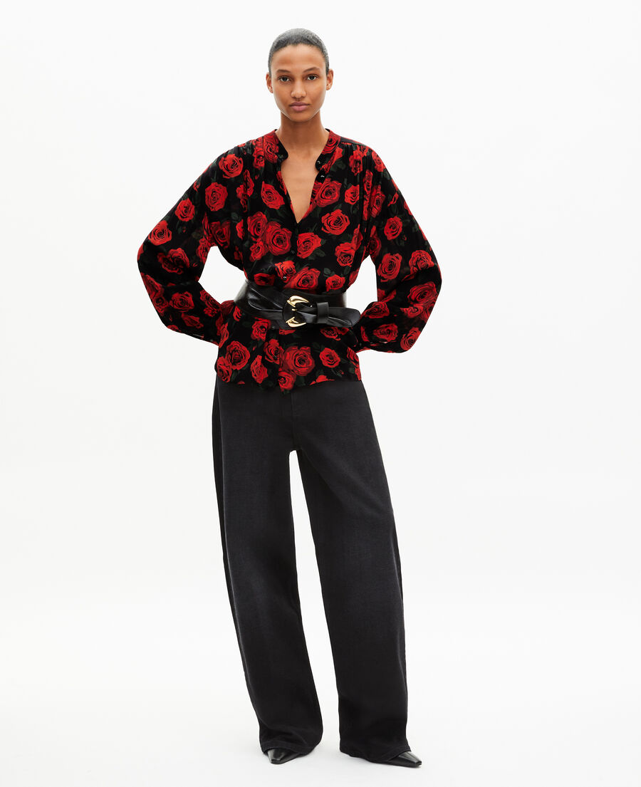 The Kooples DAMEN BLACK breiter schwarzer lederg&uuml;rtel