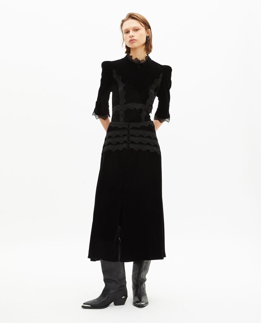 The Kooples FEMME BLACK top en velours noir