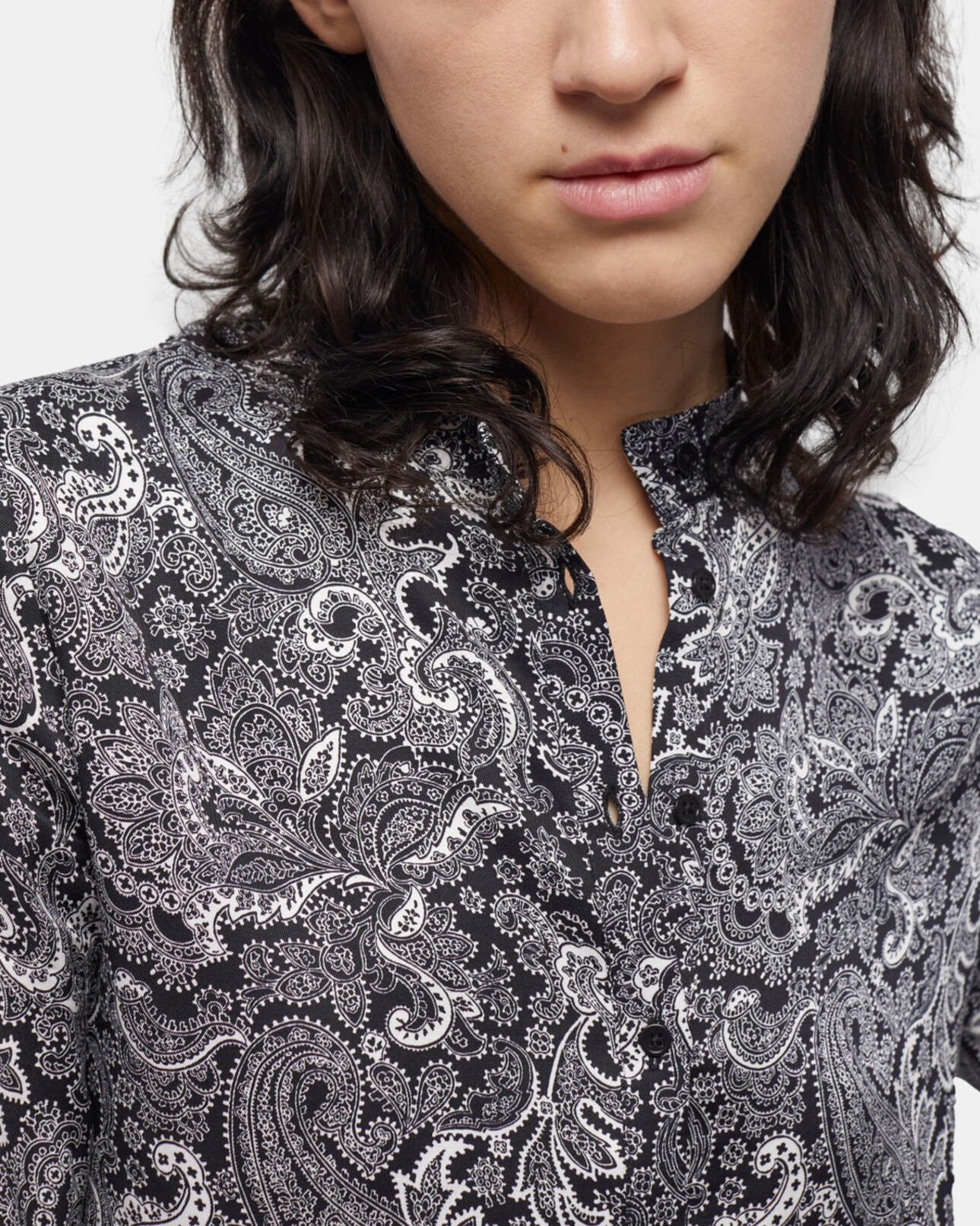 The Kooples MUJER BLACK WHITE camisa corta negra