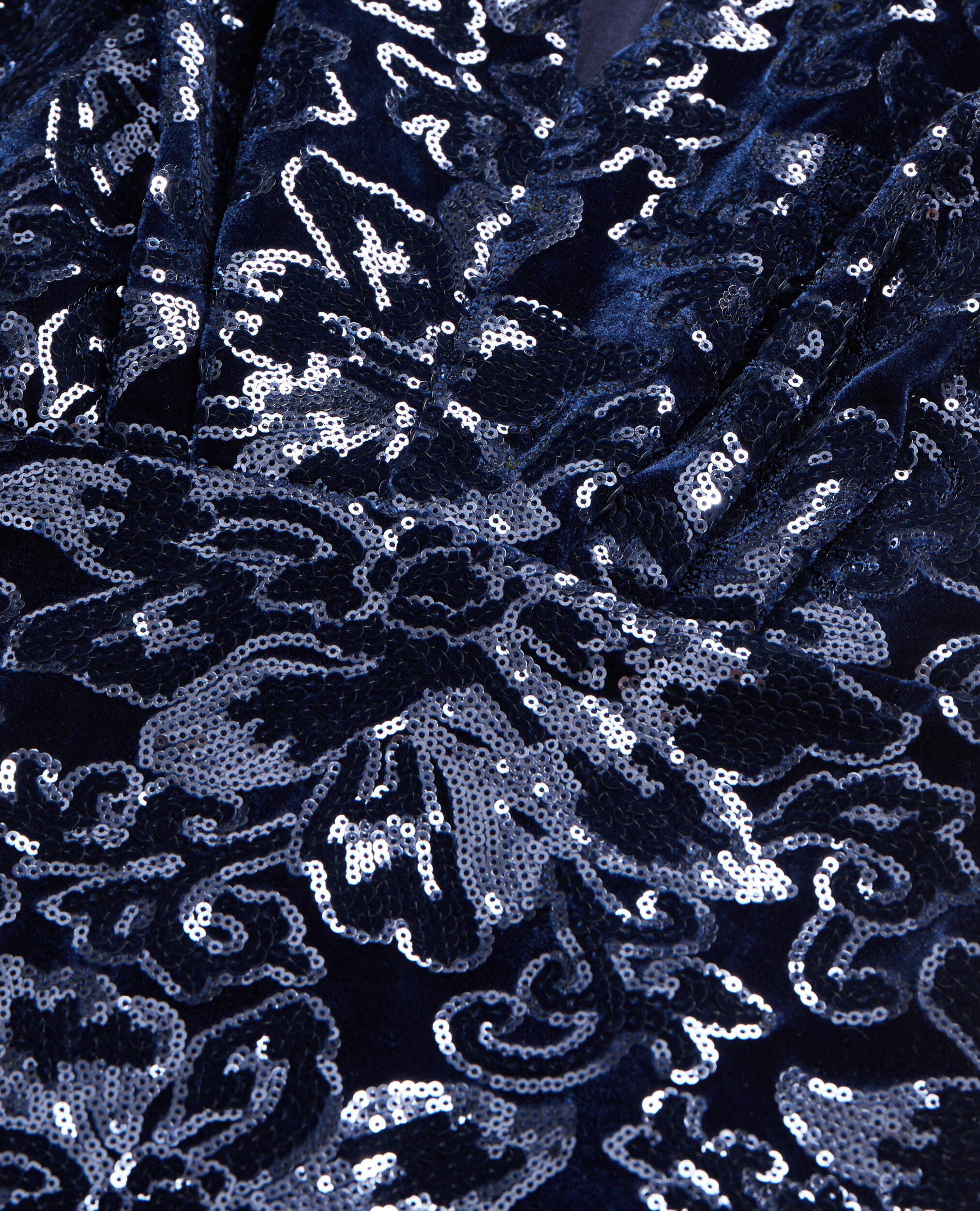 Short navy blue velvet dress with sequins, NAVY, hi-res image number null