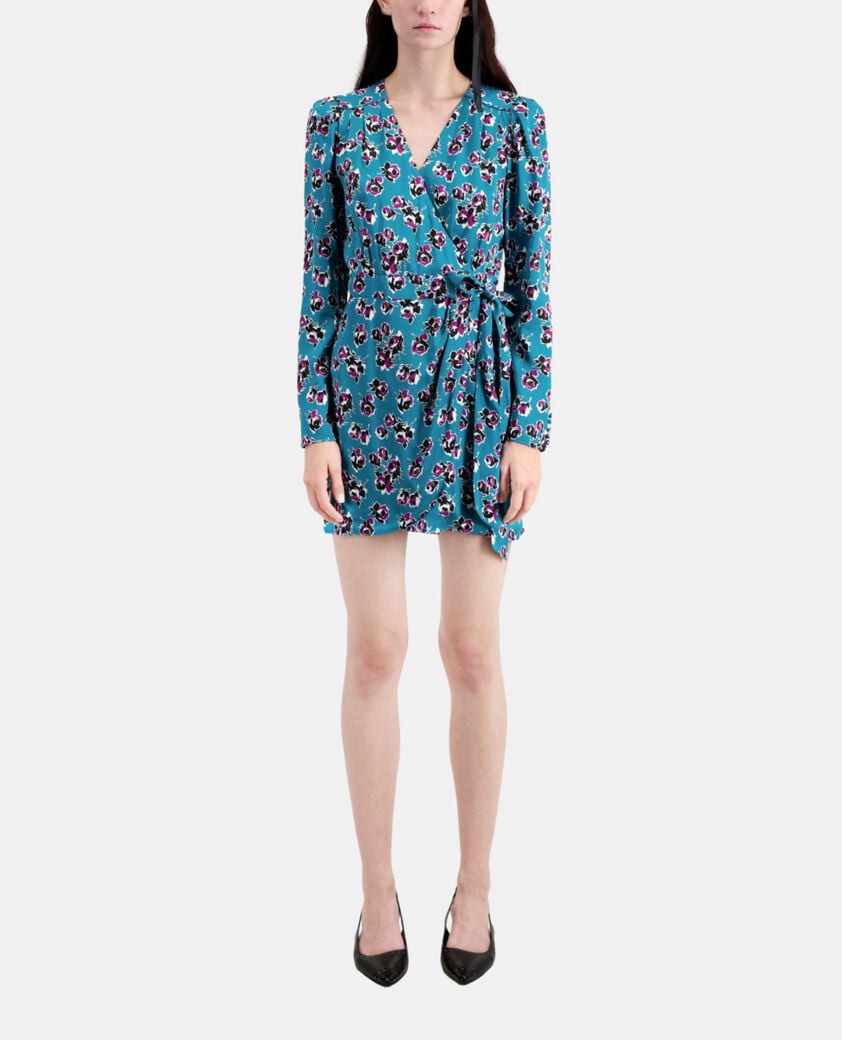 The Kooples WOMEN PINK - BLUE short printed wrap dress