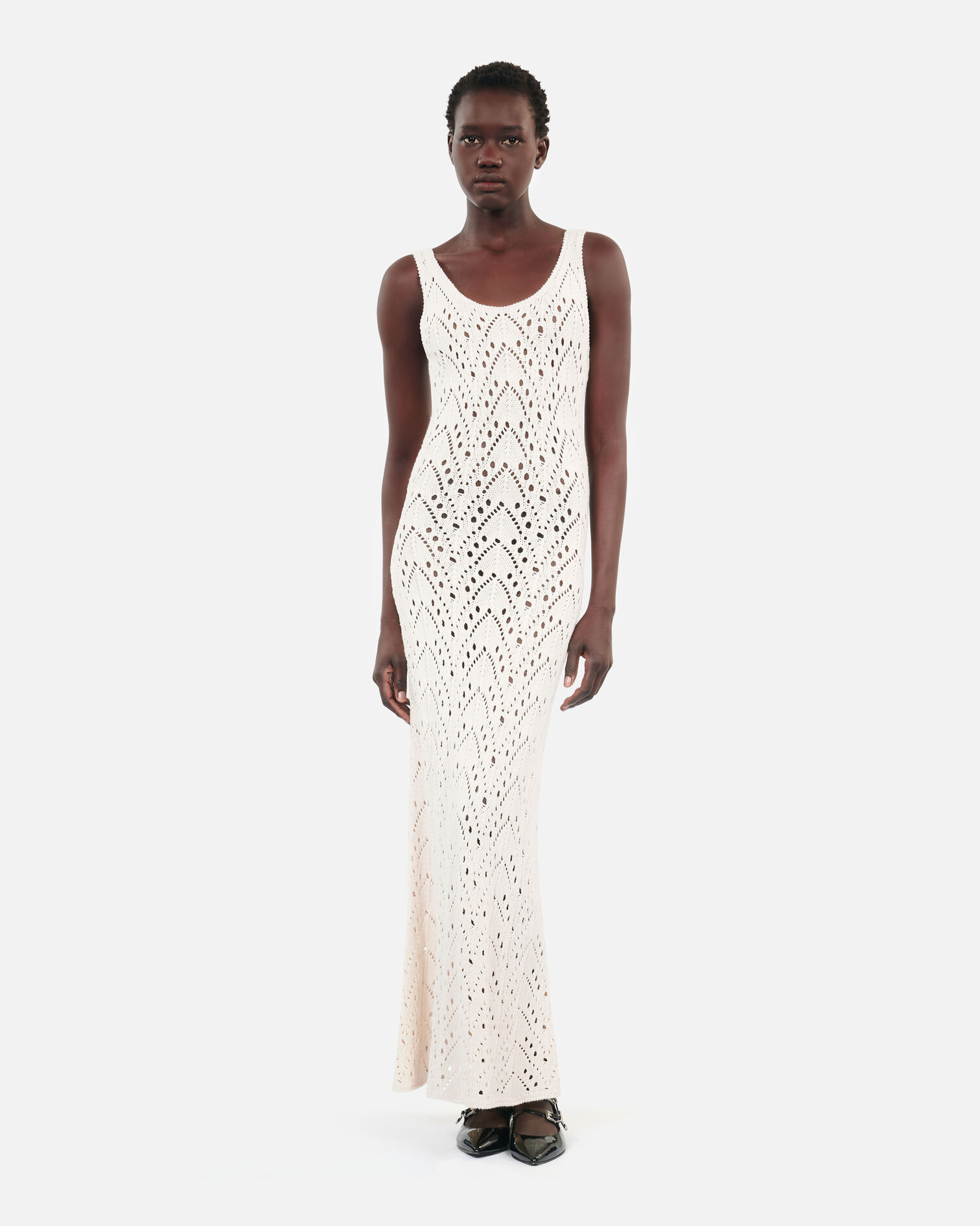 Long ecru knit dress, ECRU, hi-res image number null