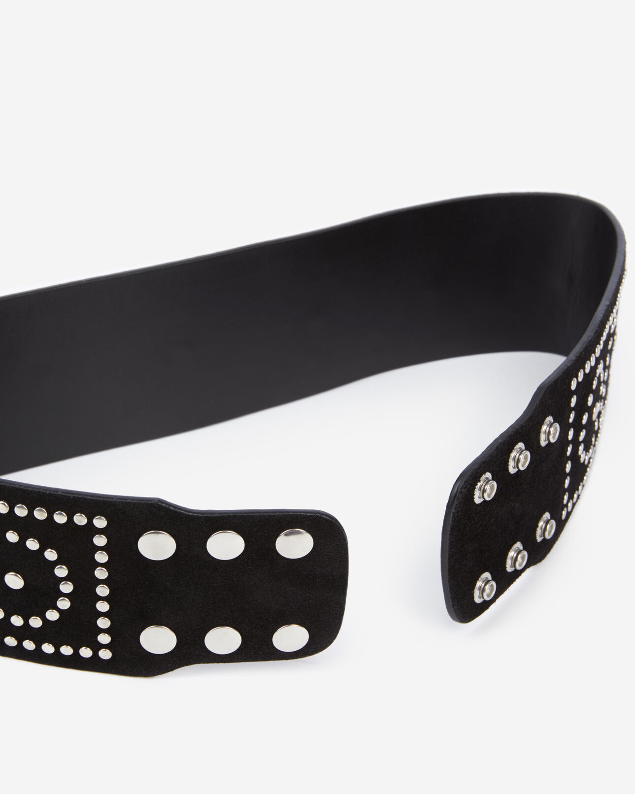 The Kooples FEMME BLACK ceinture large en cuir noir avec clous 