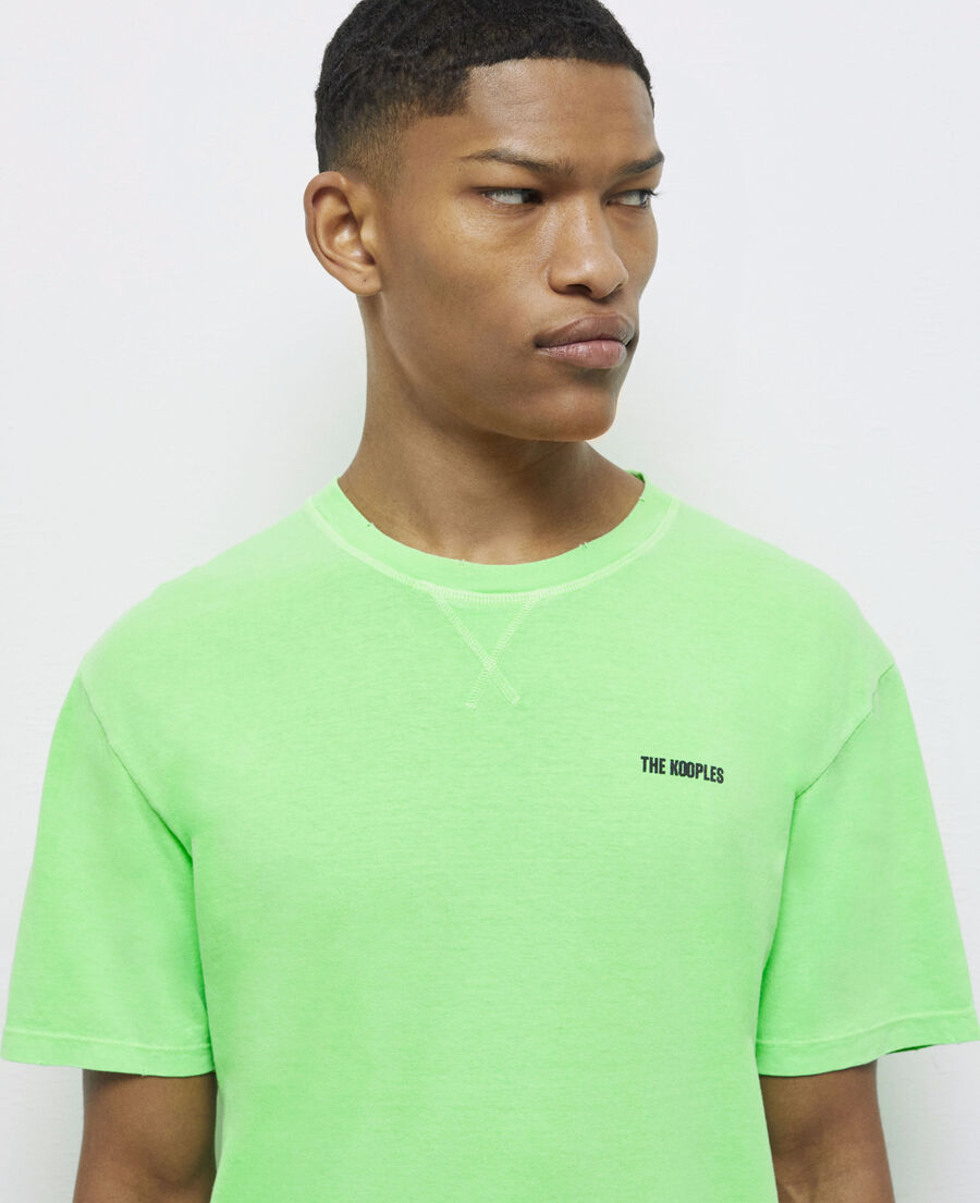 t-shirt homme vert fluo avec logo