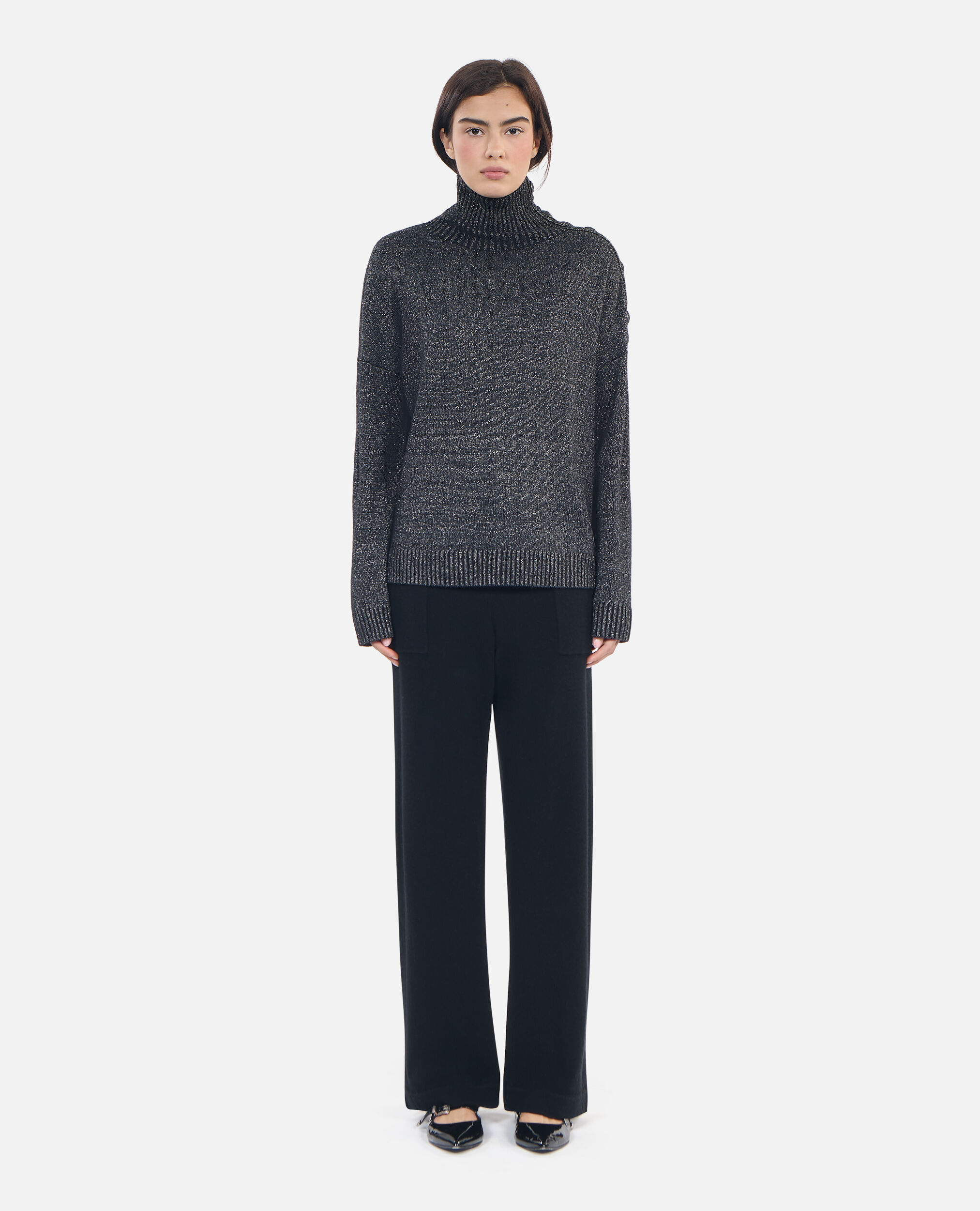 The Kooples Rib Knit Turtleneck Sweater Black
