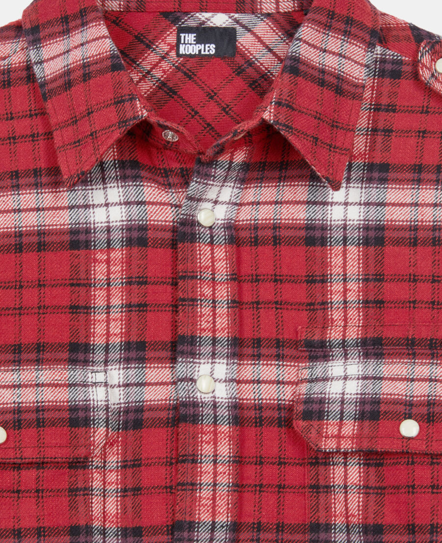 The Kooples HOMME BLACK-RED-WHITE surchemise &agrave; carreaux rouges et blancs