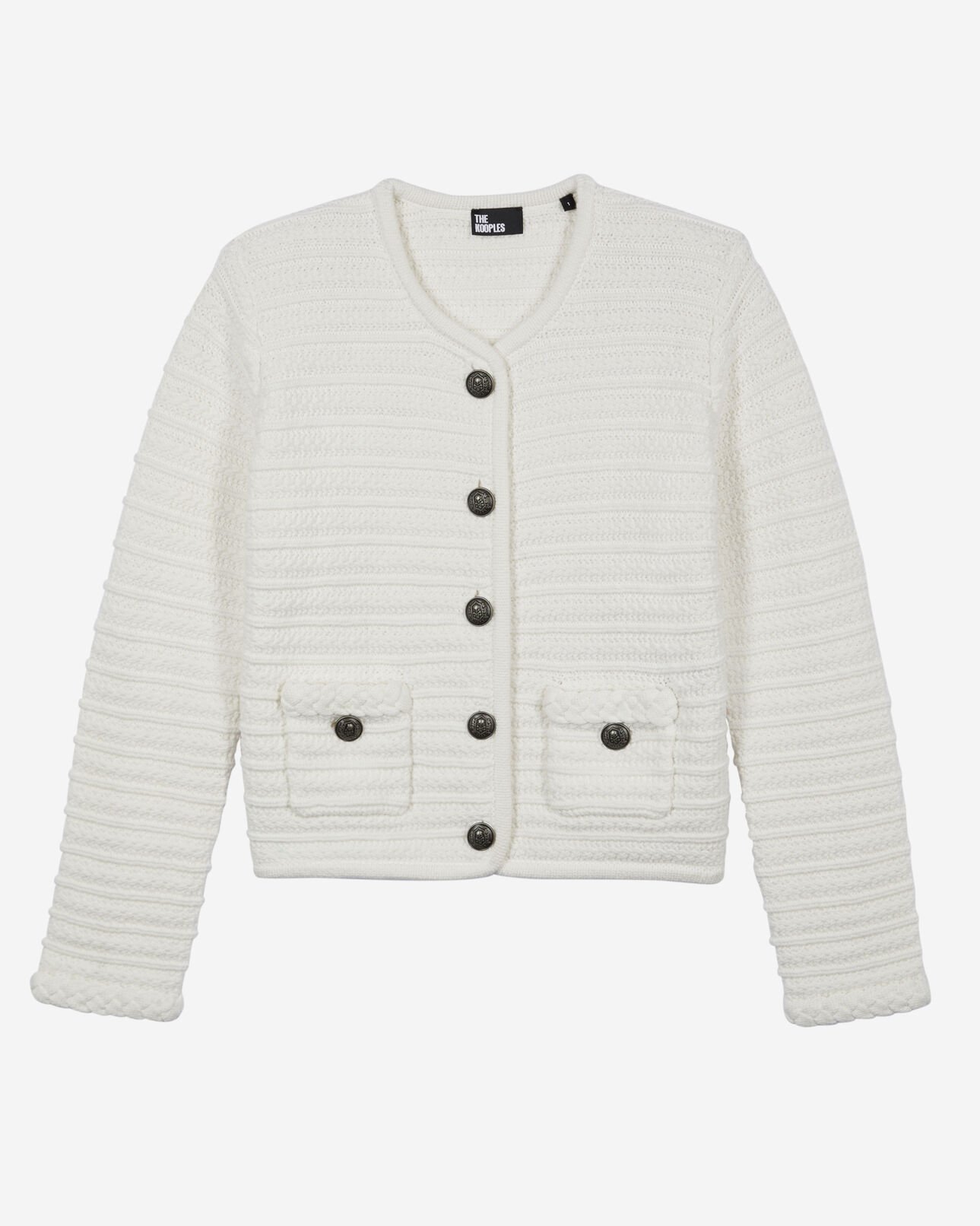 The Kooples WOMEN ECRU ecru cable knit cardigan
