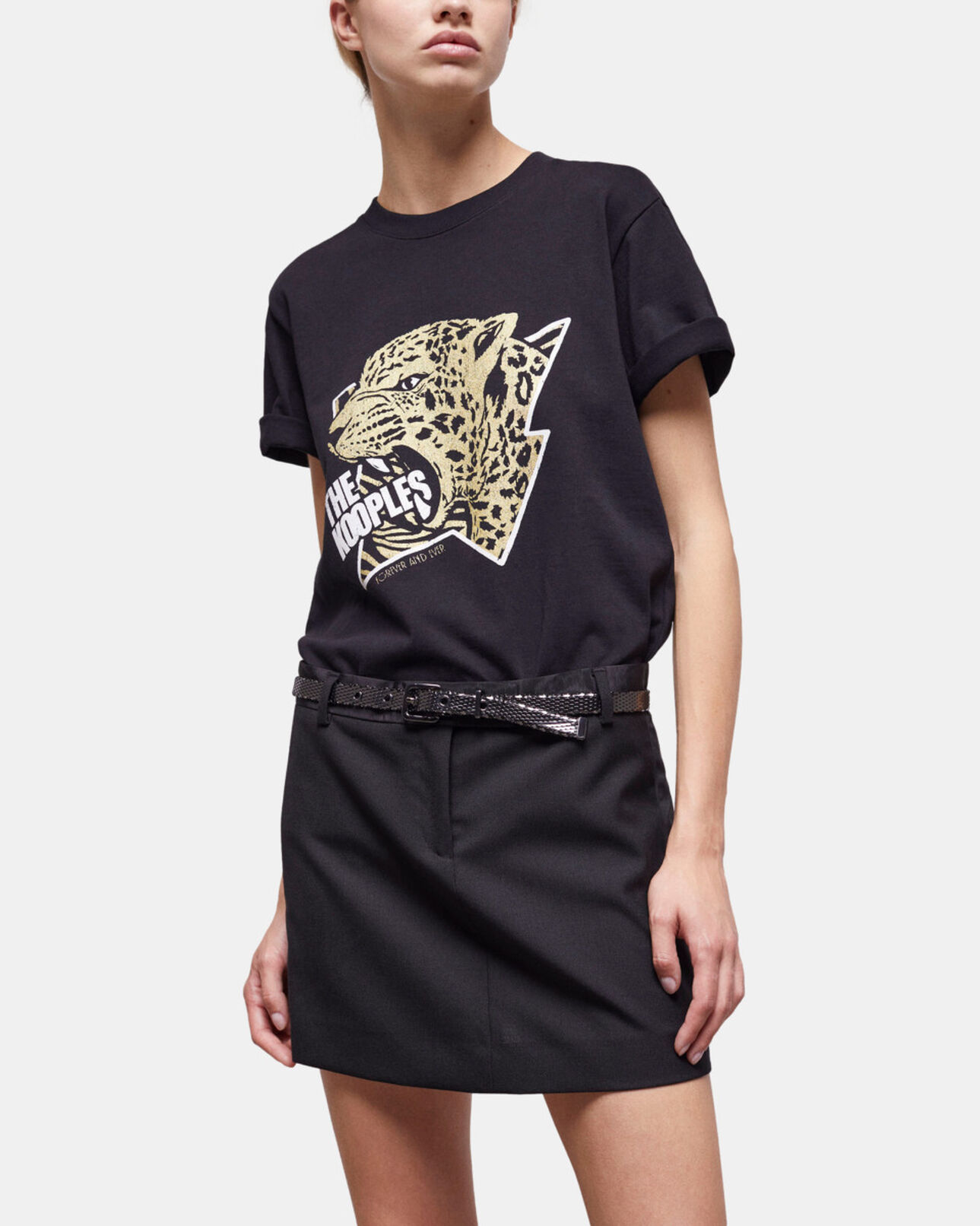 The Kooples WOMEN BLACK short black wool skirt
