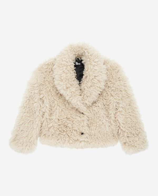 The Kooples FEMME ECRU manteau effet fourrure écru