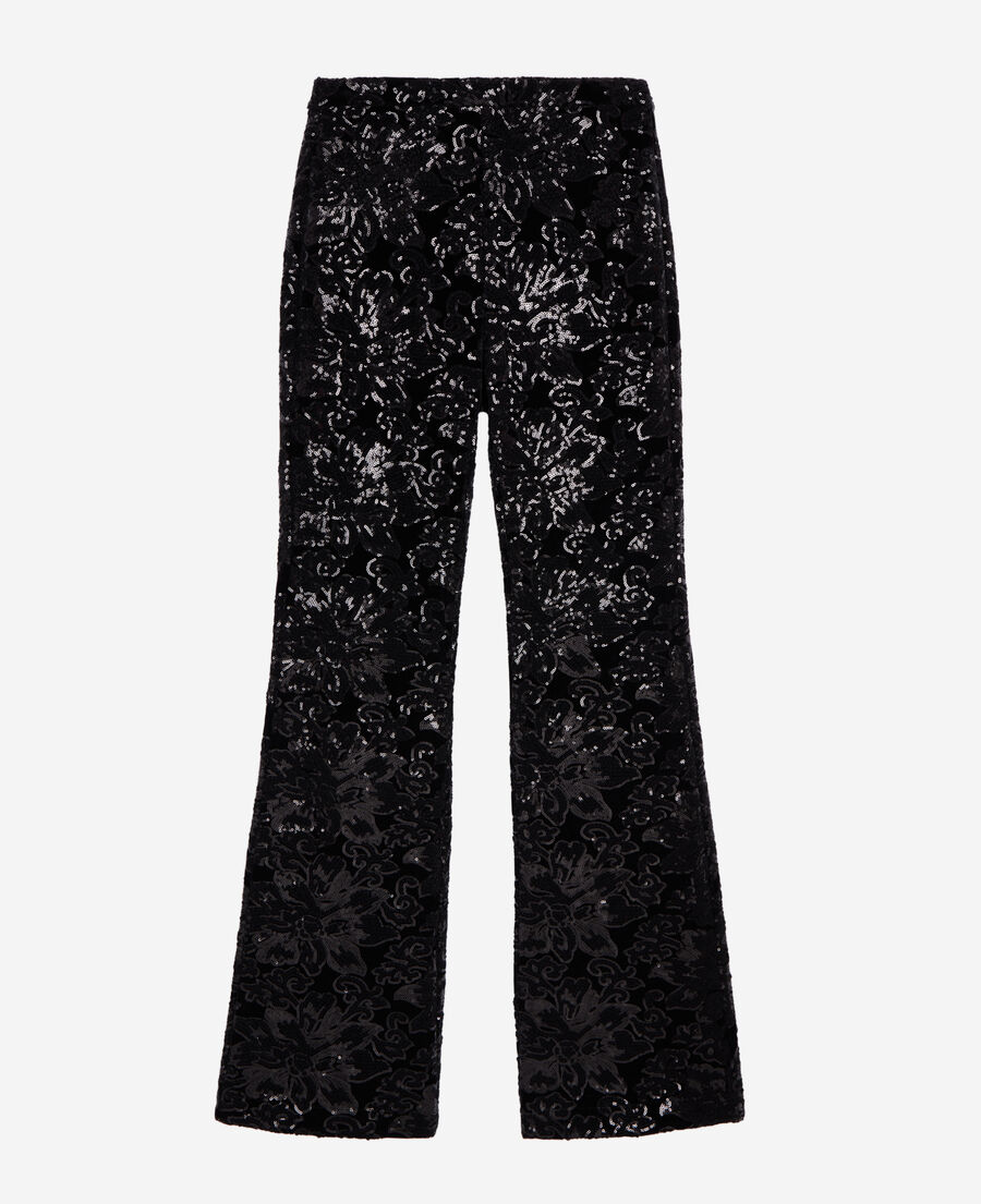The Kooples F BLACK black velvet trousers with sequins