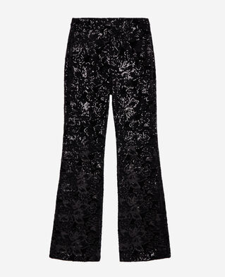 The Kooples DAMEN BLACK schwarze hose aus samt mit pailletten