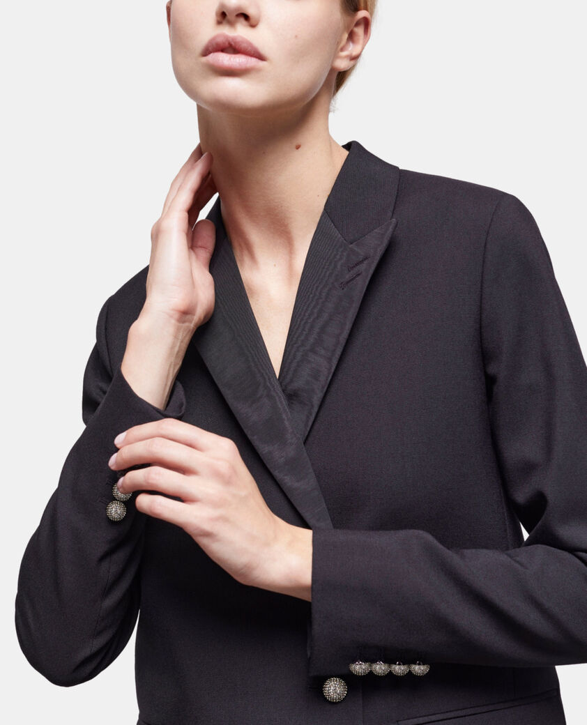 The Kooples DAMEN BLACK schwarzes kurzes wollkleid