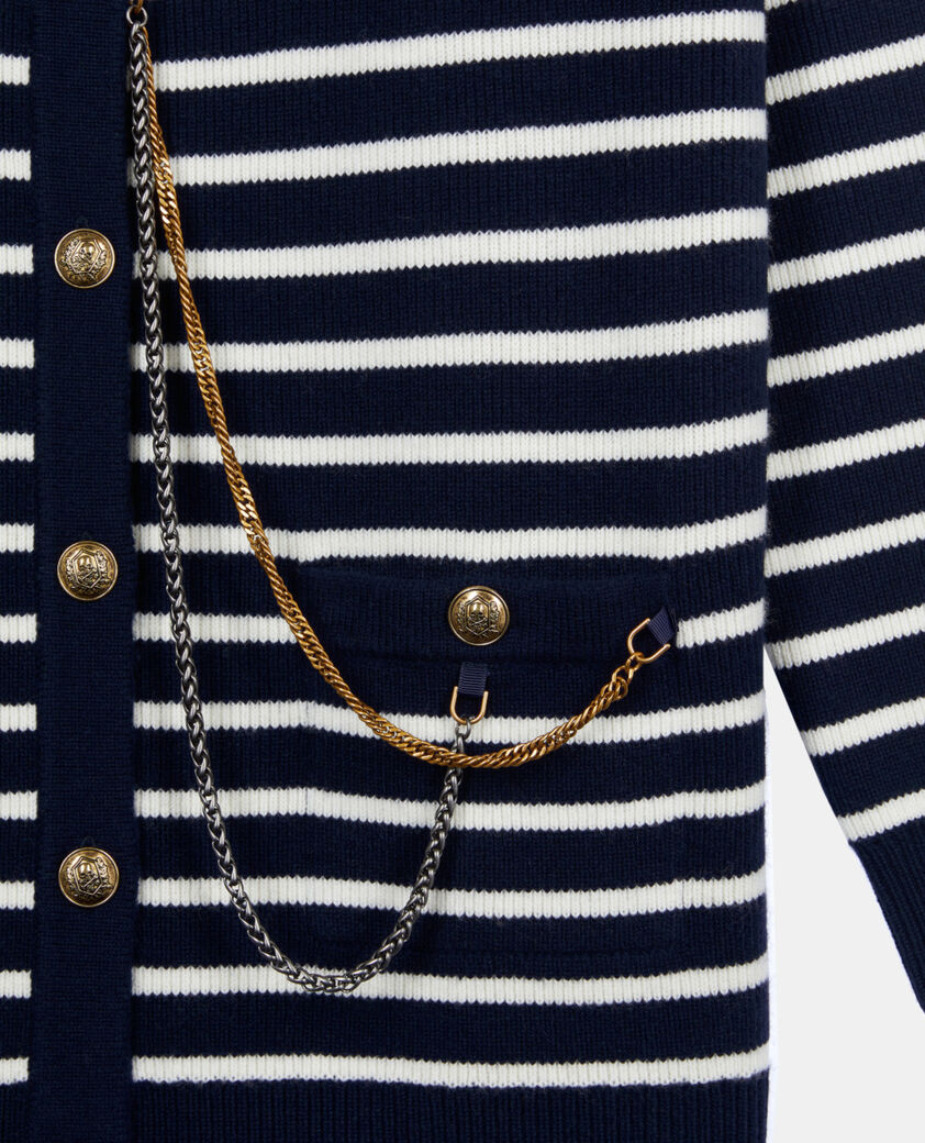 The Kooples FEMME WHITE / BLUE cardigan en laine à rayures