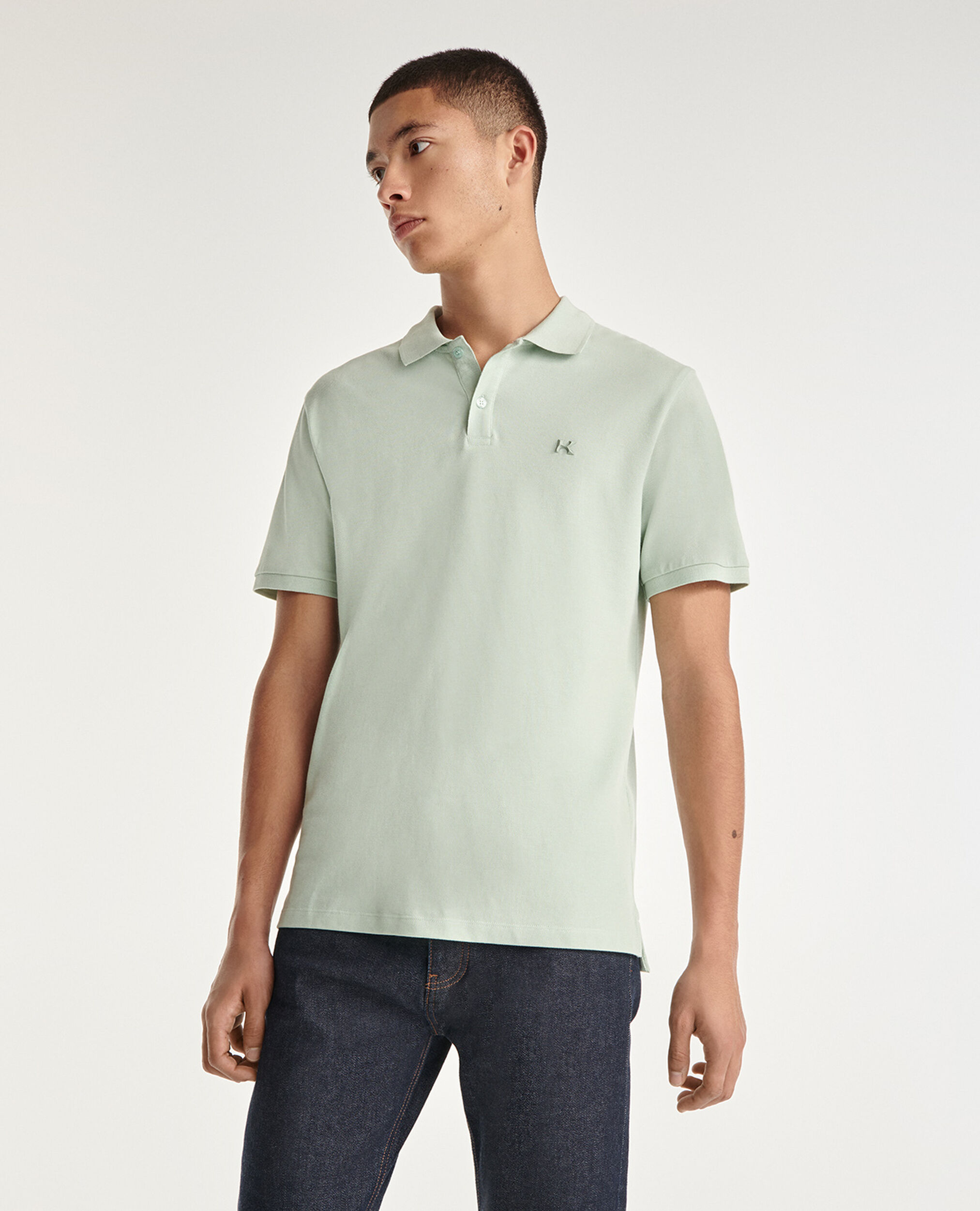 Camisa polo verde menta logotipo goma, FROSTY GREEN, hi-res image number null