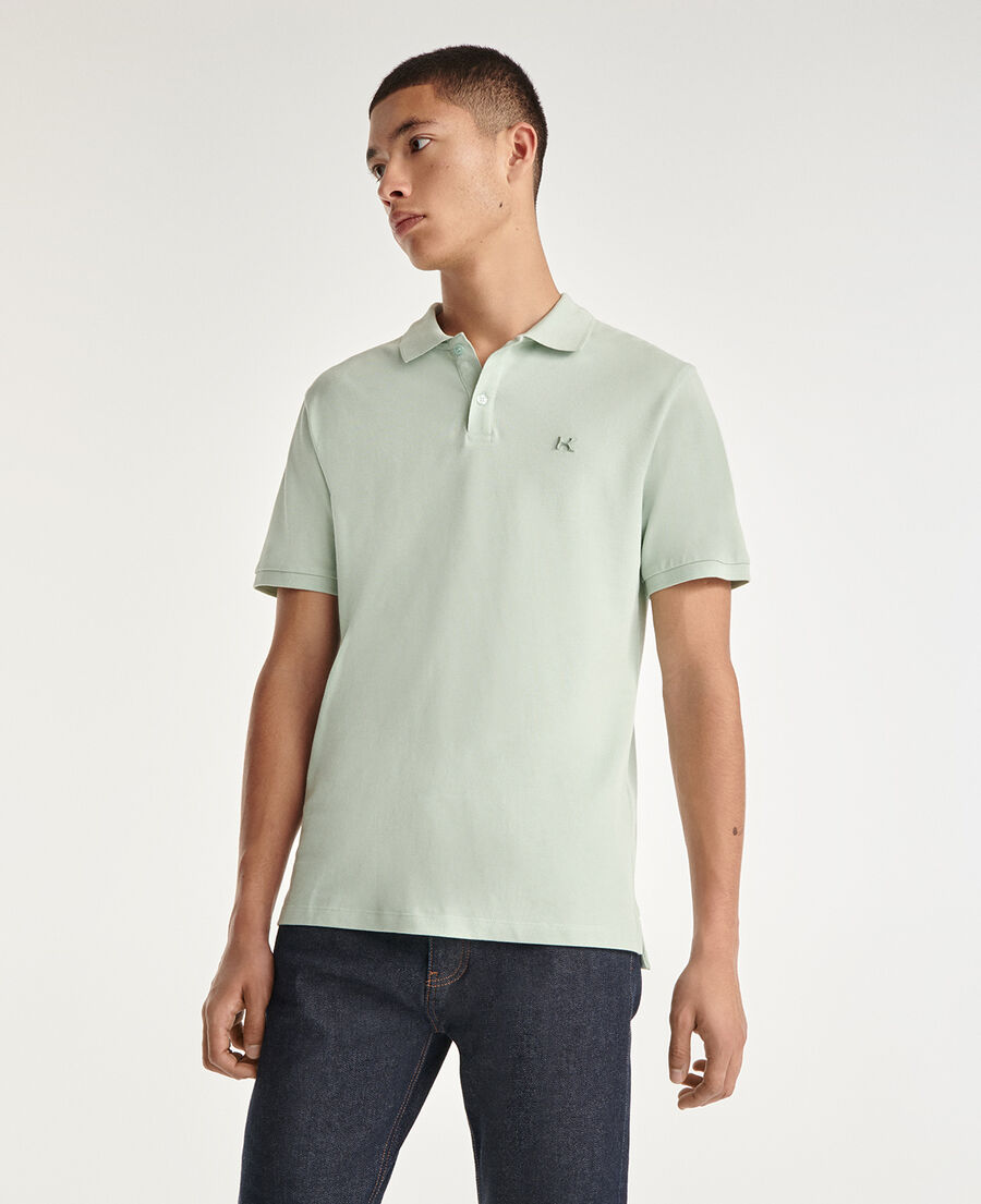 mint green polo with rubber logo