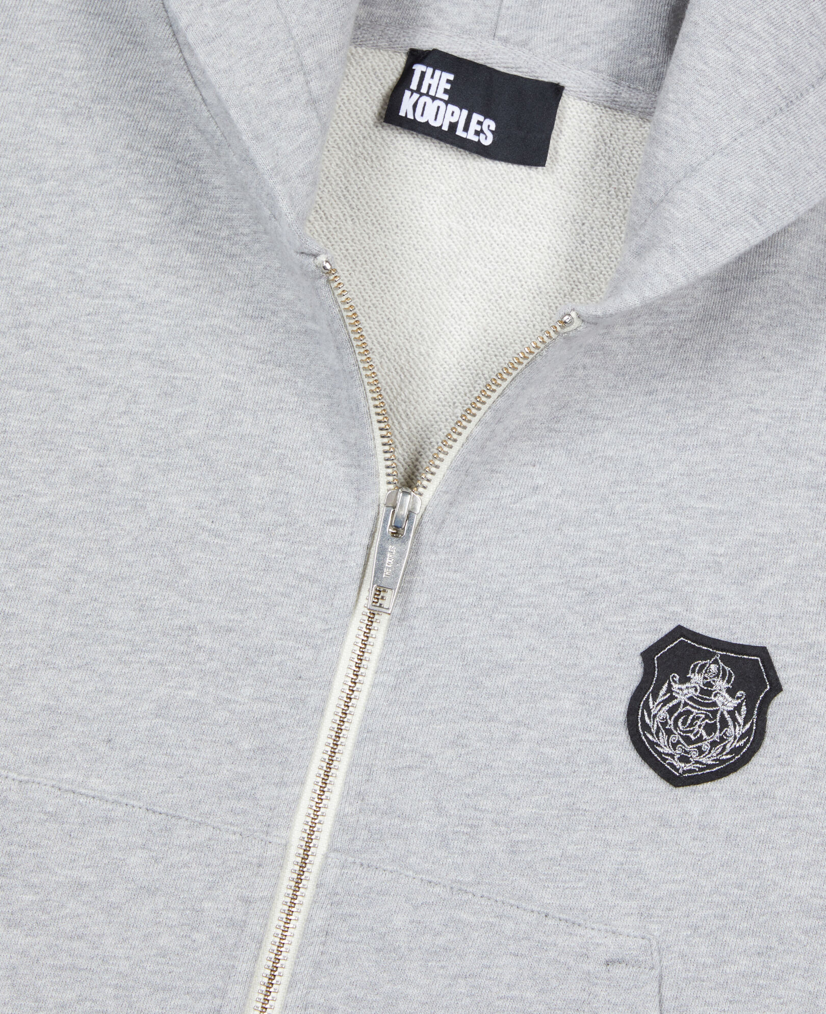 The Kooples F LIGHT GREY MELANGE grey blazon hoodie