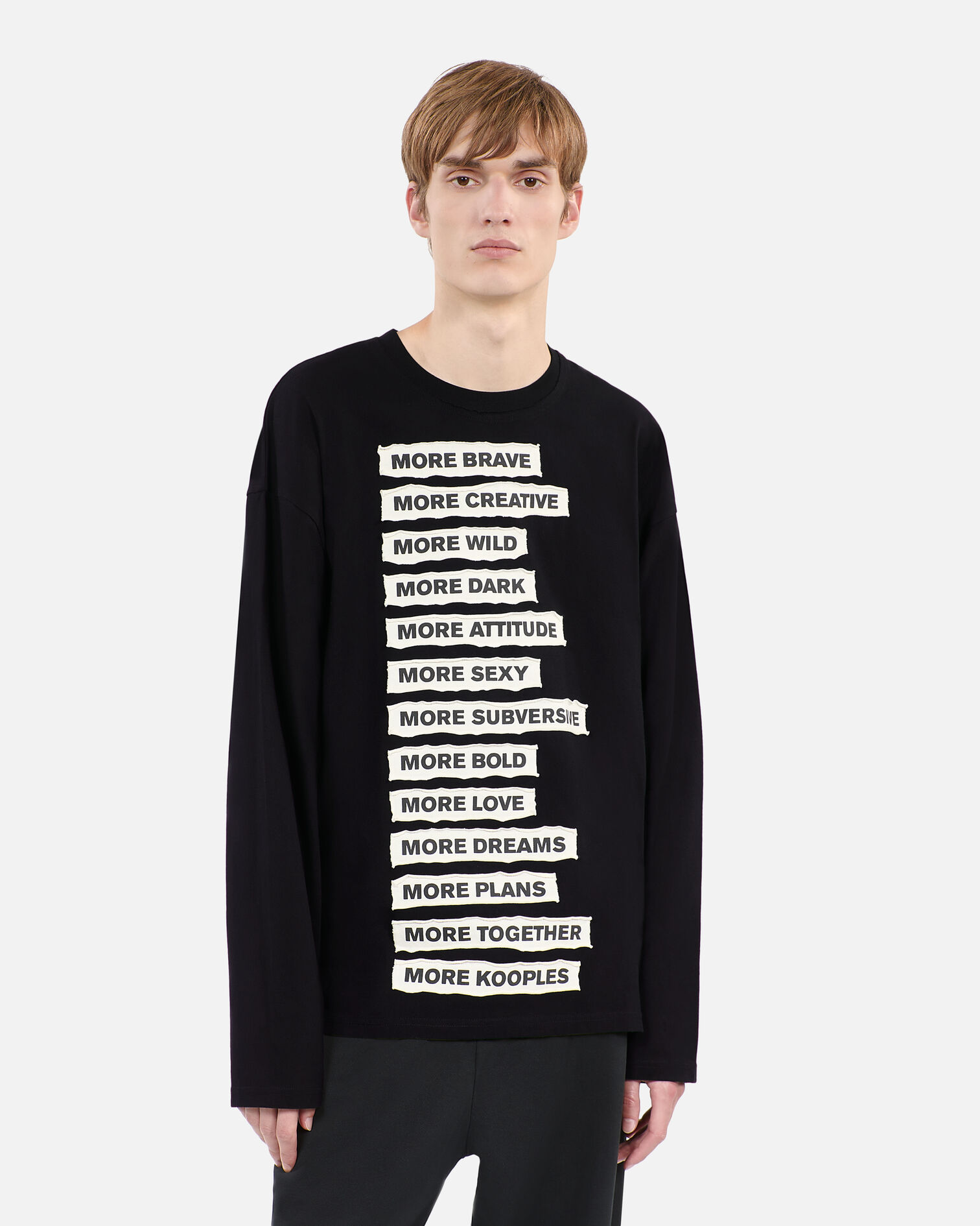 Black long-sleeved t-shirt, BLACK WASHED, hi-res image number null